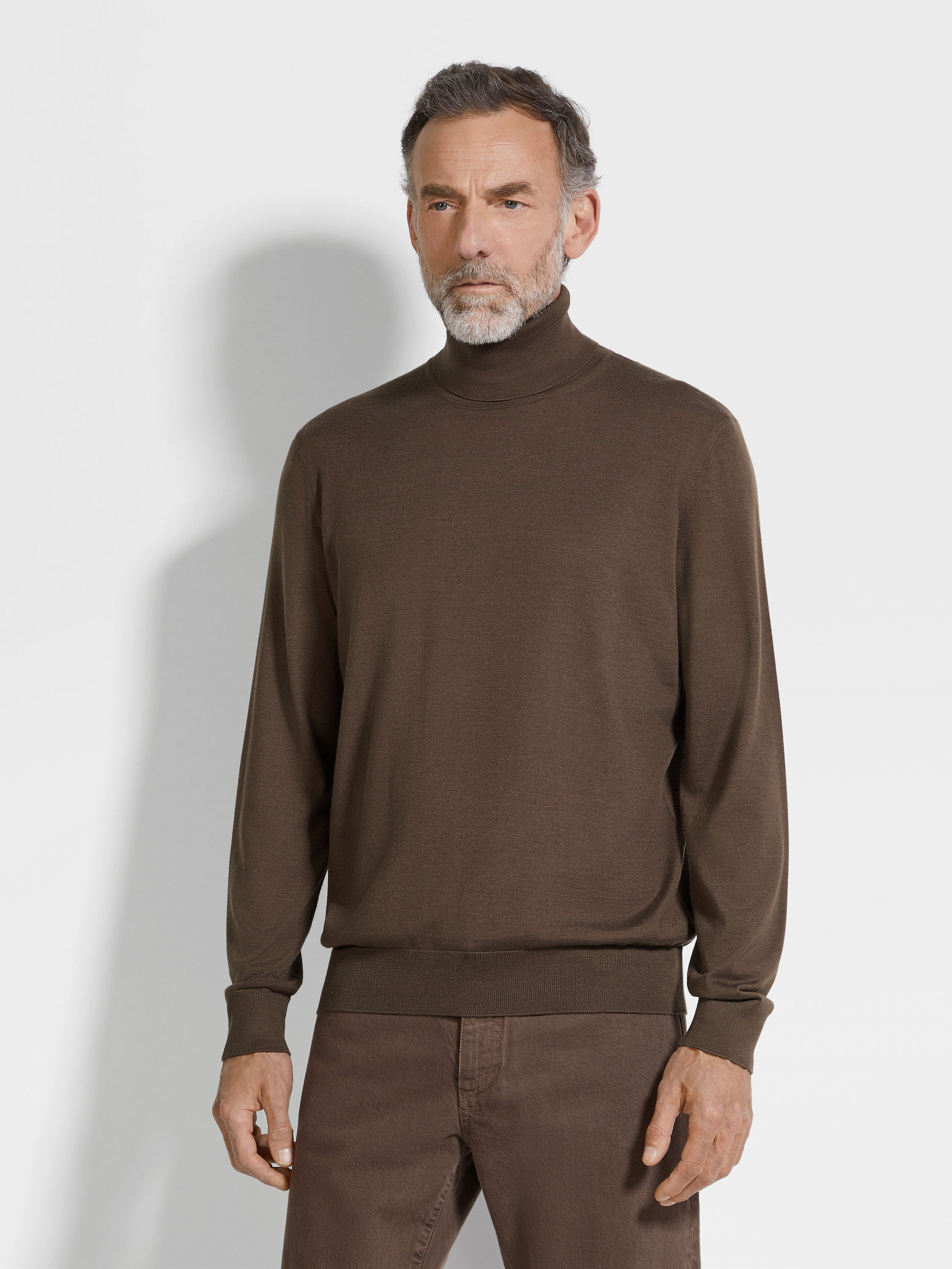 Brown Mélange Cashseta Turtleneck Product detail photo #3