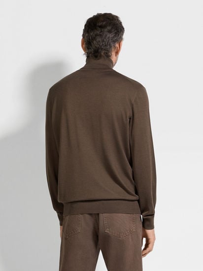 Brown Mélange Cashseta Turtleneck FW25 35536112 | Zegna ROW