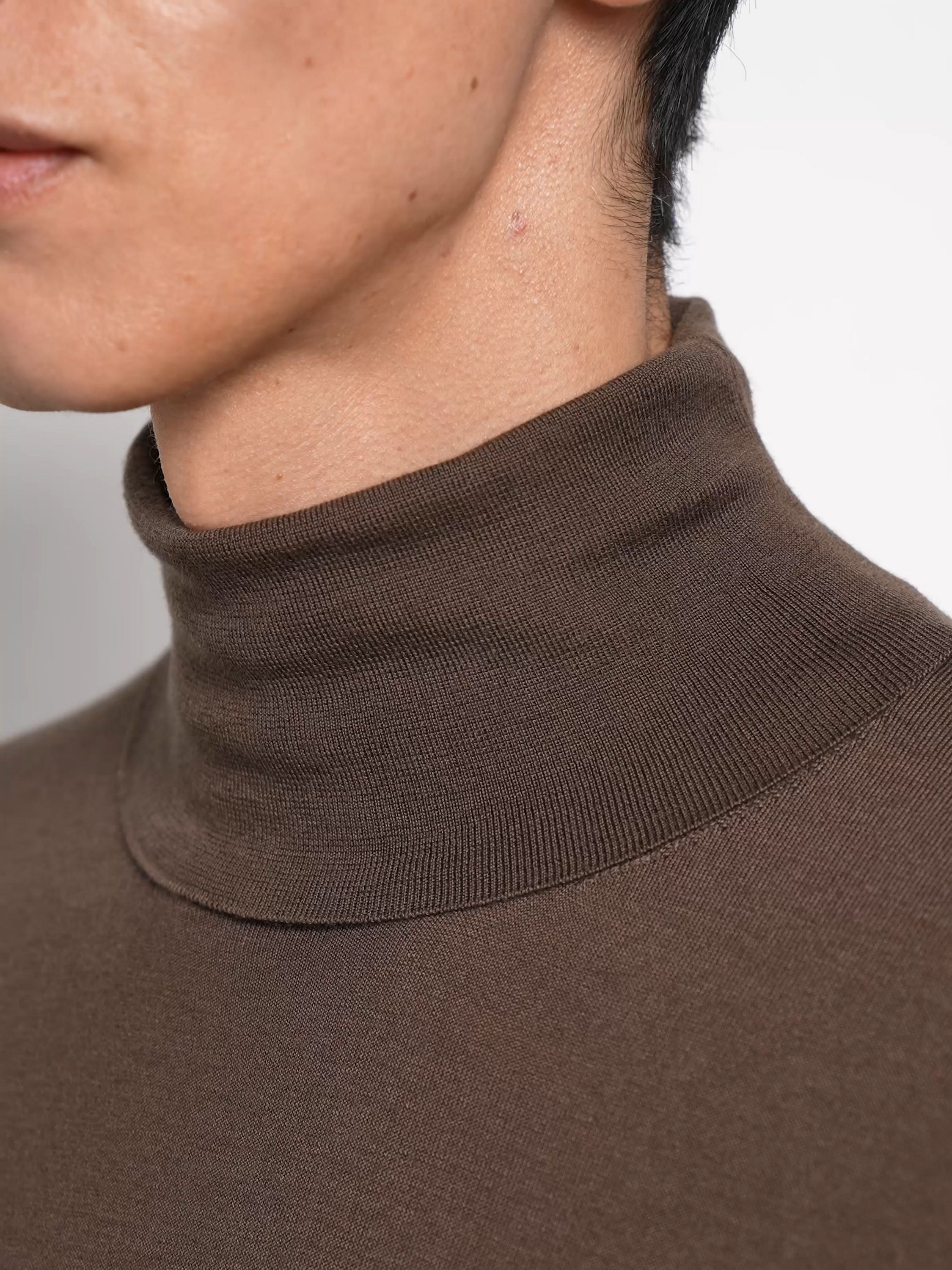 Brown Mélange Cashseta Turtleneck