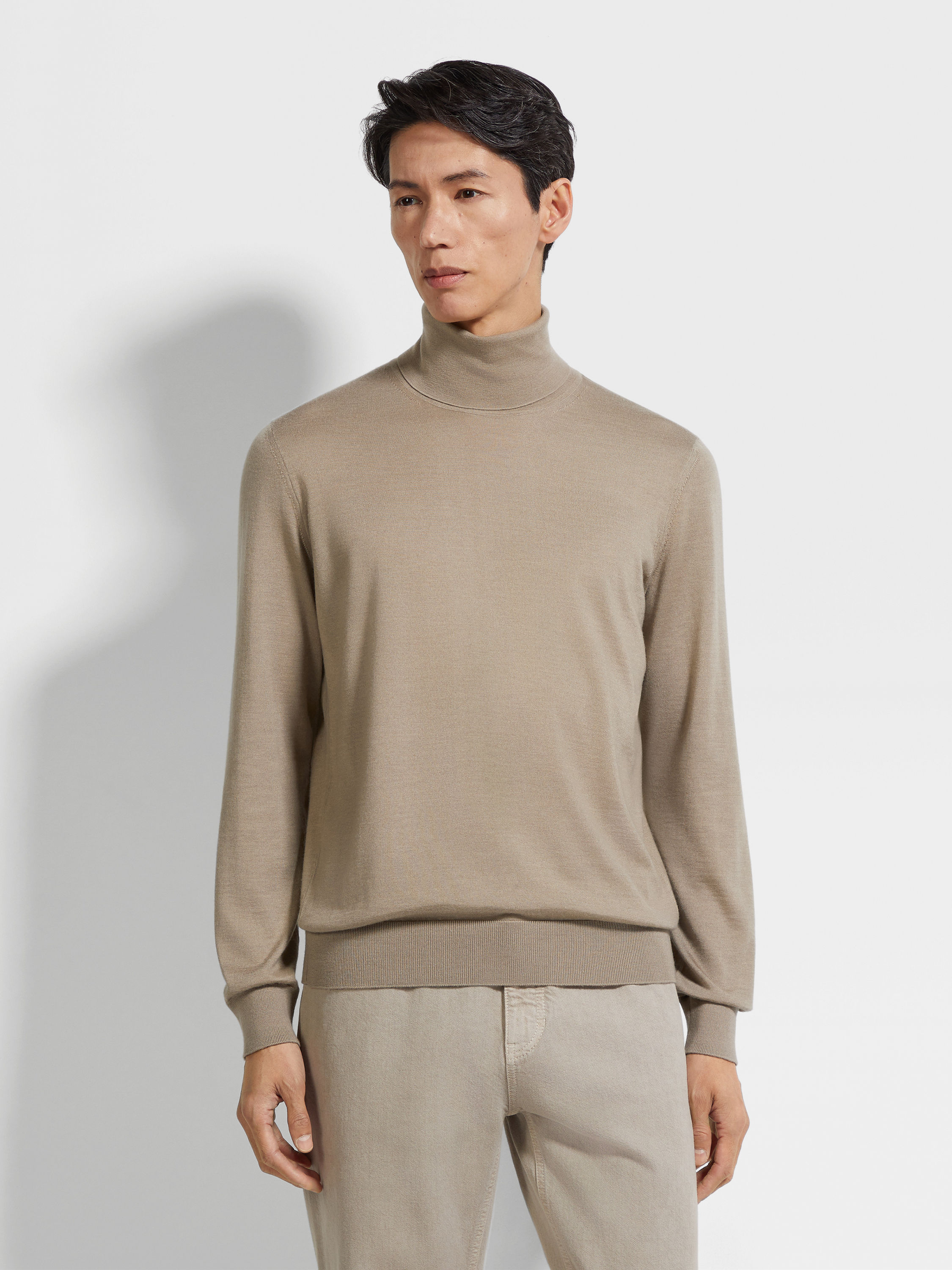 Light Taupe Mélange Cashseta Turtleneck Product detail photo #3