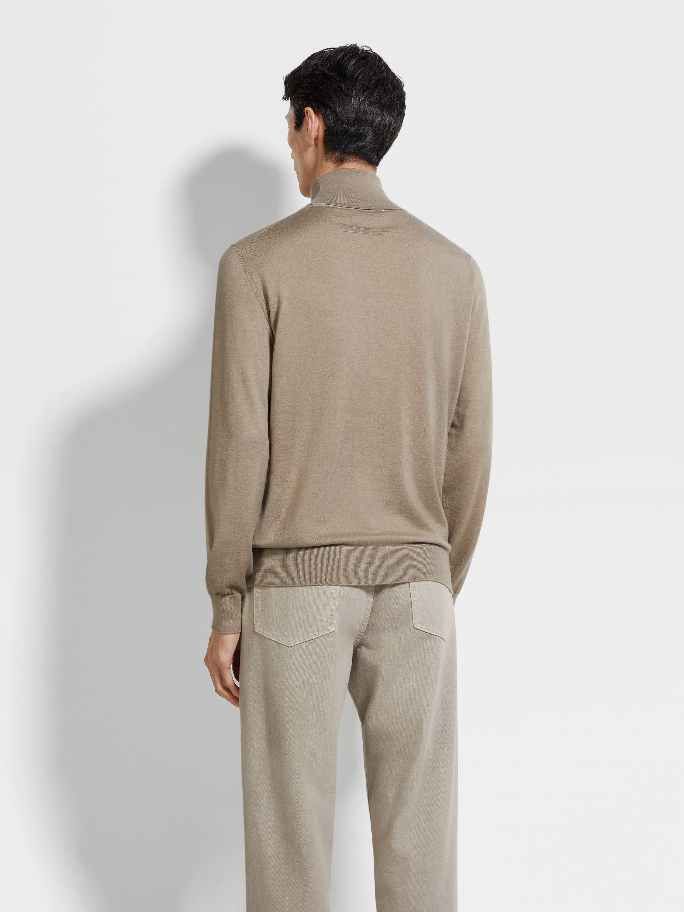 Light Taupe Mélange Cashseta Turtleneck Product detail photo #4