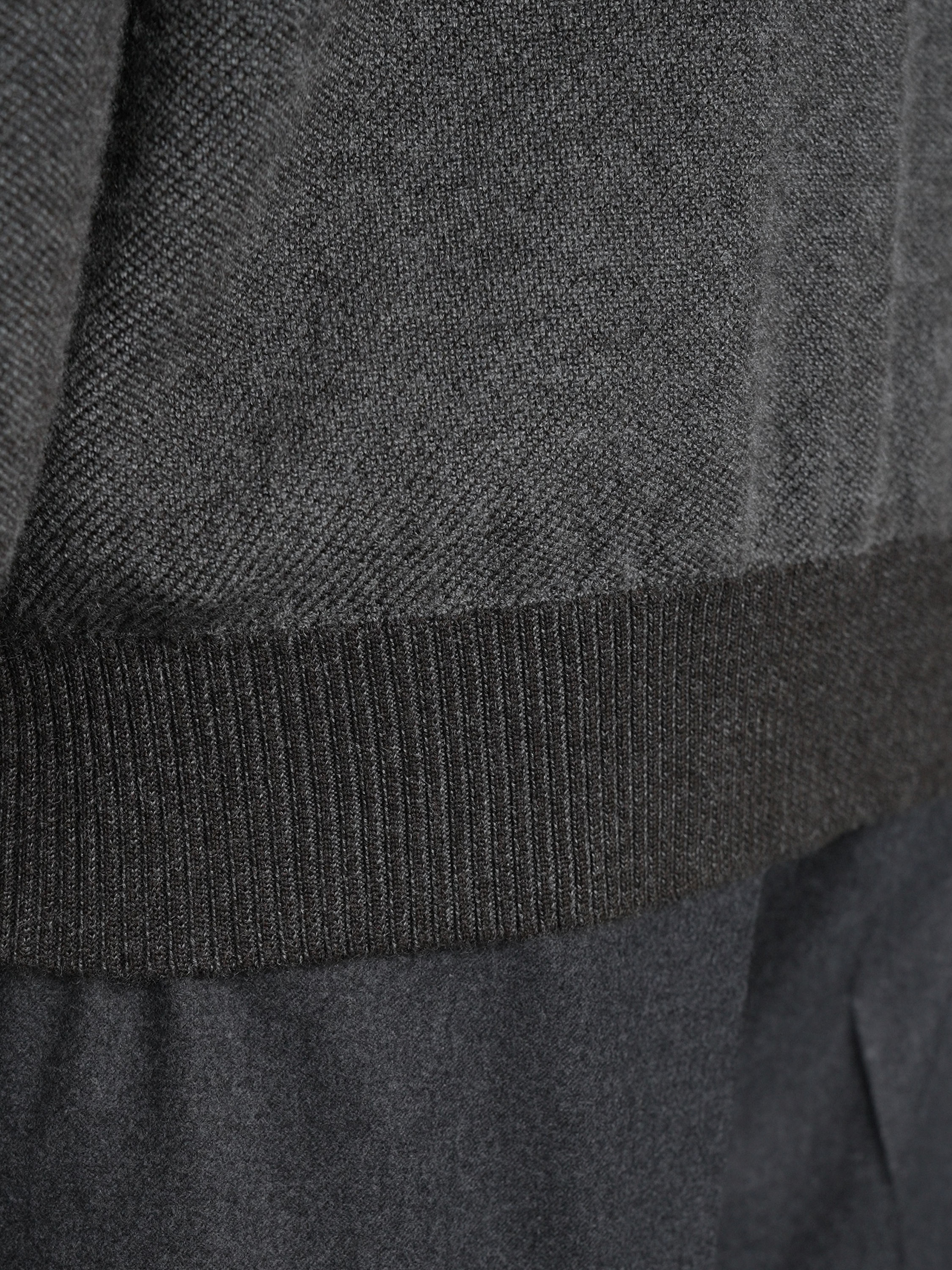 Cardigan con Zip Intera in Cashseta Grigio e Marrone Scuro