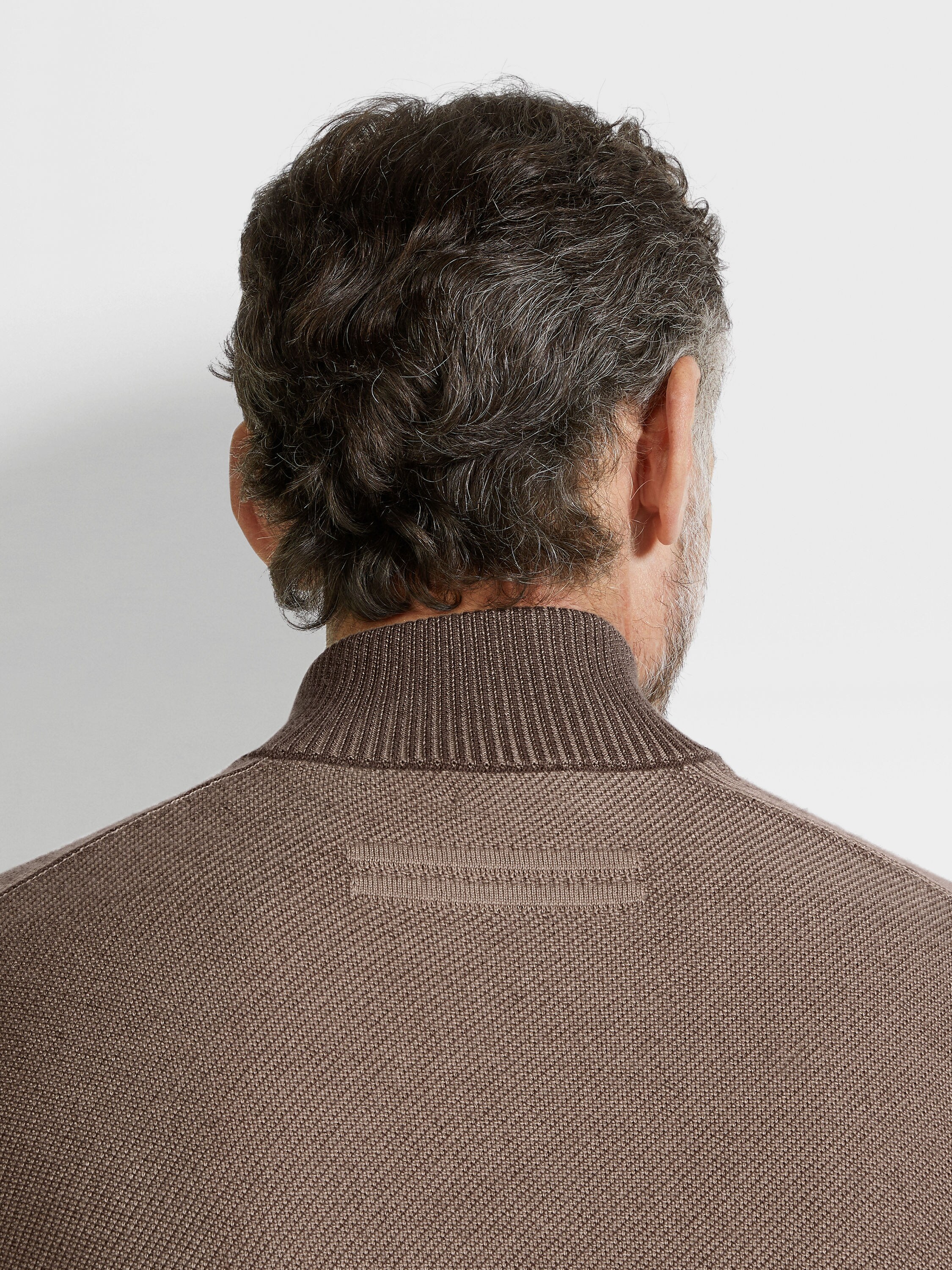 Cardigan con Zip Intera in Cashseta Marrone e Tortora Chiaro Foto #1 di dettaglio del prodotto