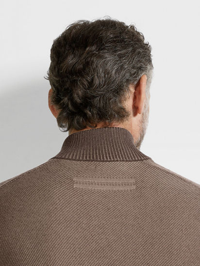 Brown and Light Taupe Cashseta Full Zip Cardigan SS26 35538301