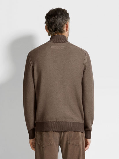 Brown and Light Taupe Cashseta Full Zip Cardigan SS26 35538301