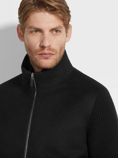 Black Oasi Cashmere Full Zip Cardigan FW25 35519871 | Zegna US
