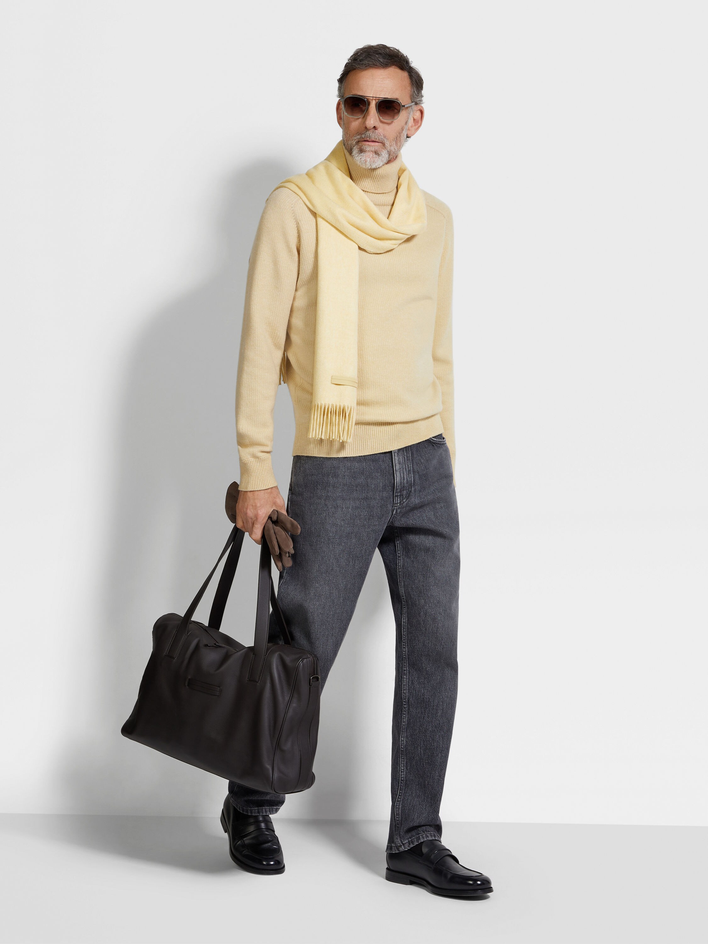 Pastel Yellow Multimélange Cashmere Turtleneck Product detail photo #2