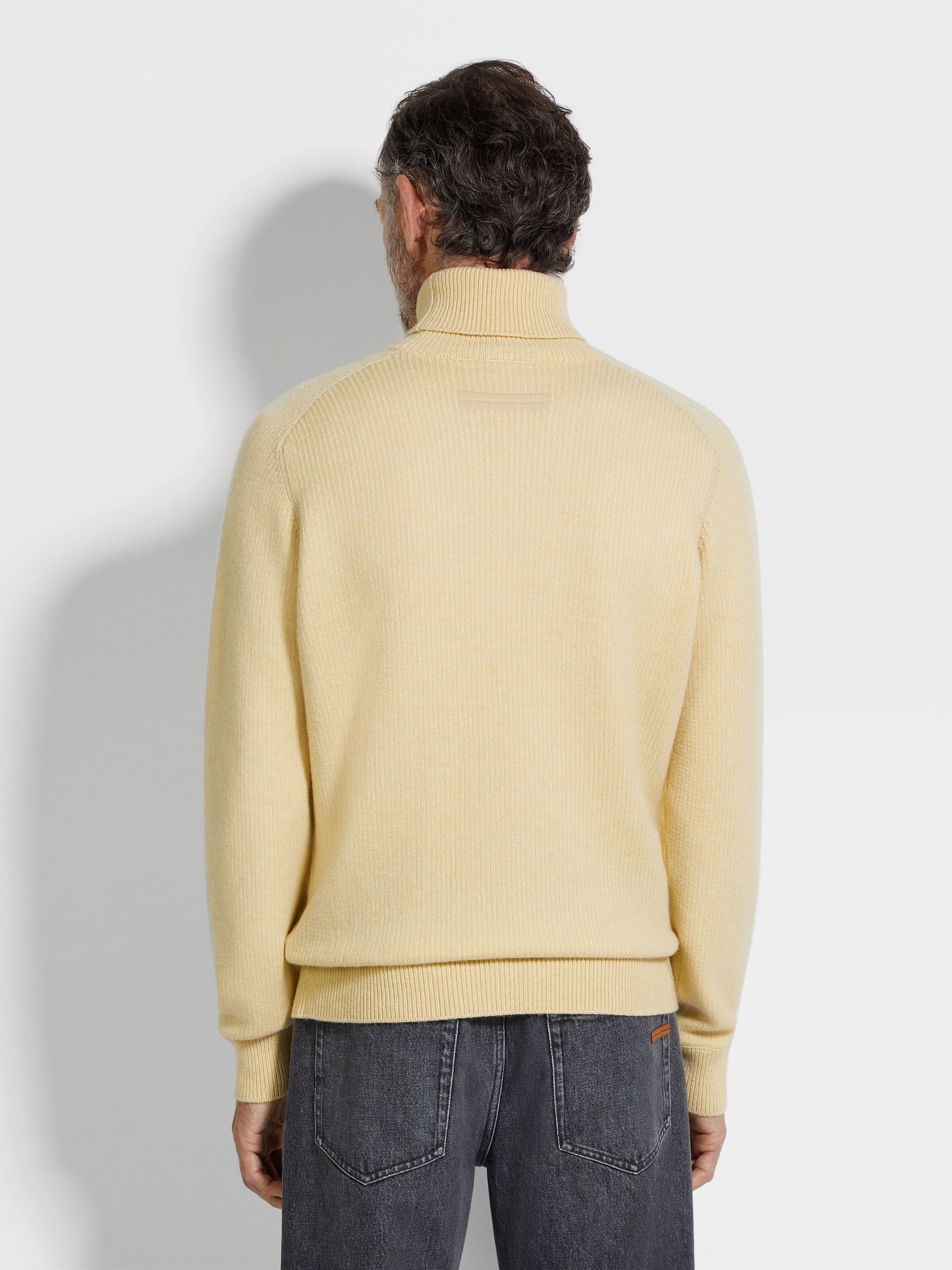 Pastel Yellow Multimélange Cashmere Turtleneck Product detail photo #4