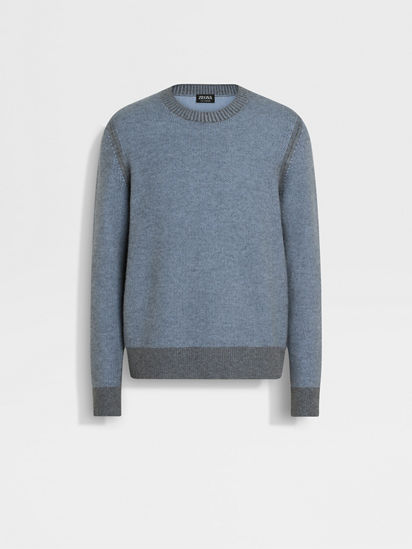 Light Blue Oasi Cashmere Crewneck FW25 35501442 | Zegna GB