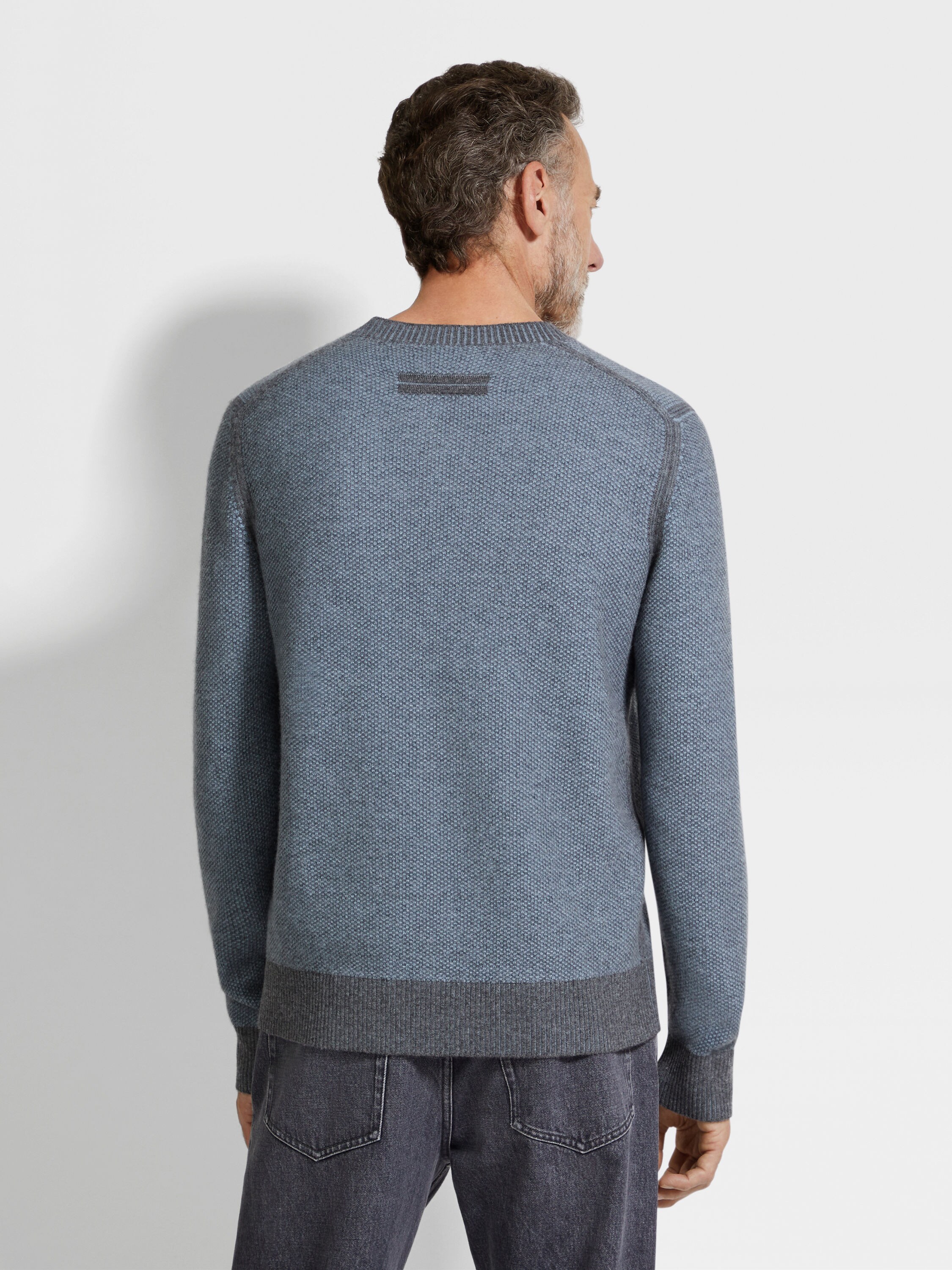 Light Blue Oasi Cashmere Crewneck Product detail photo #4