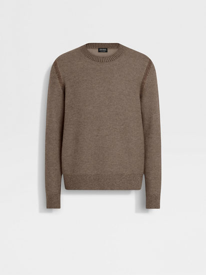 Brown Oasi Cashmere Crewneck FW25 35591327 | Zegna US