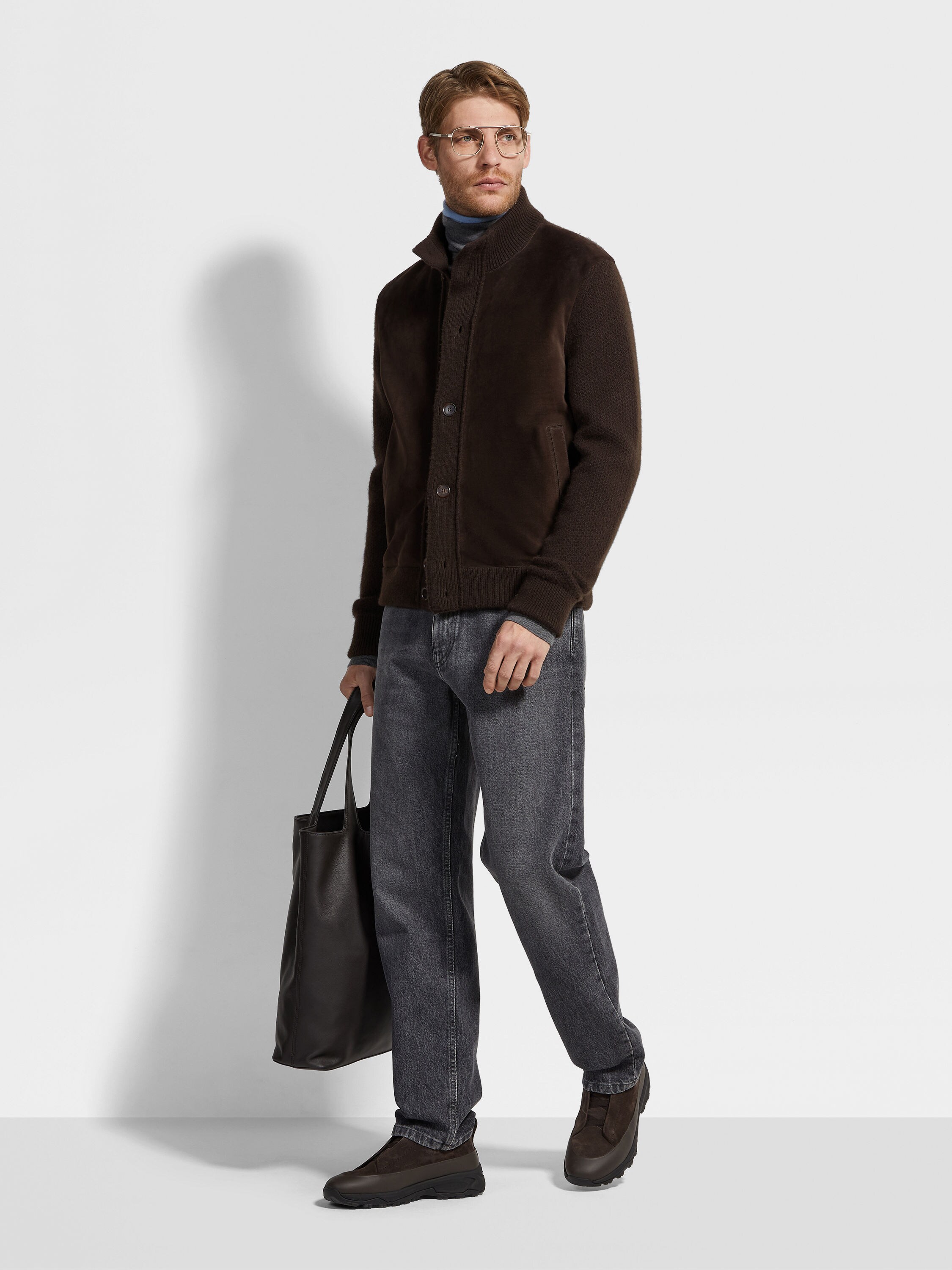 Blouson aus Oasi Cashmere in Dunkelbraun Detailfoto #2 des Produkts