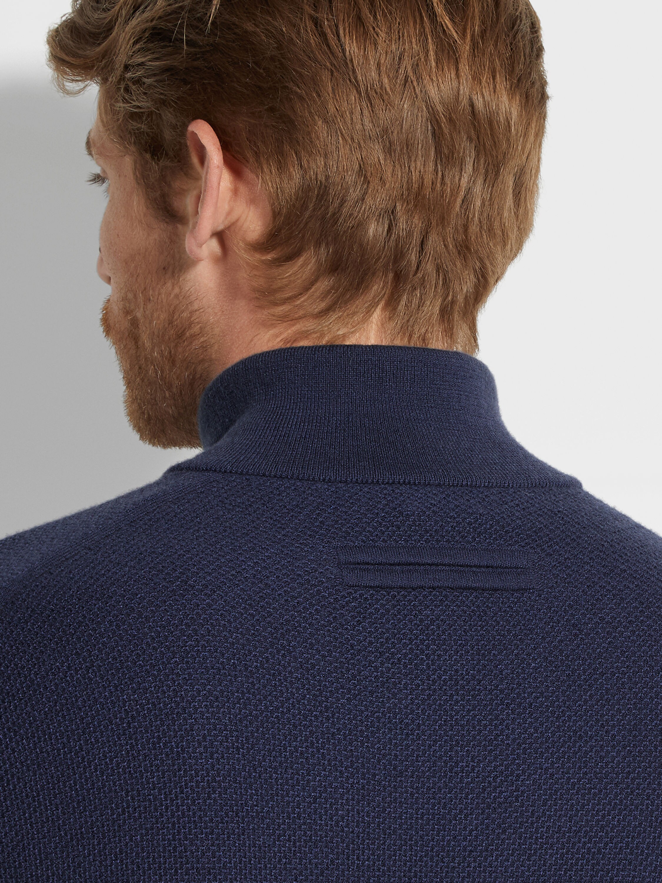Ink Blue Oasi Cashmere Zip Mock Neck Product detail photo #1
