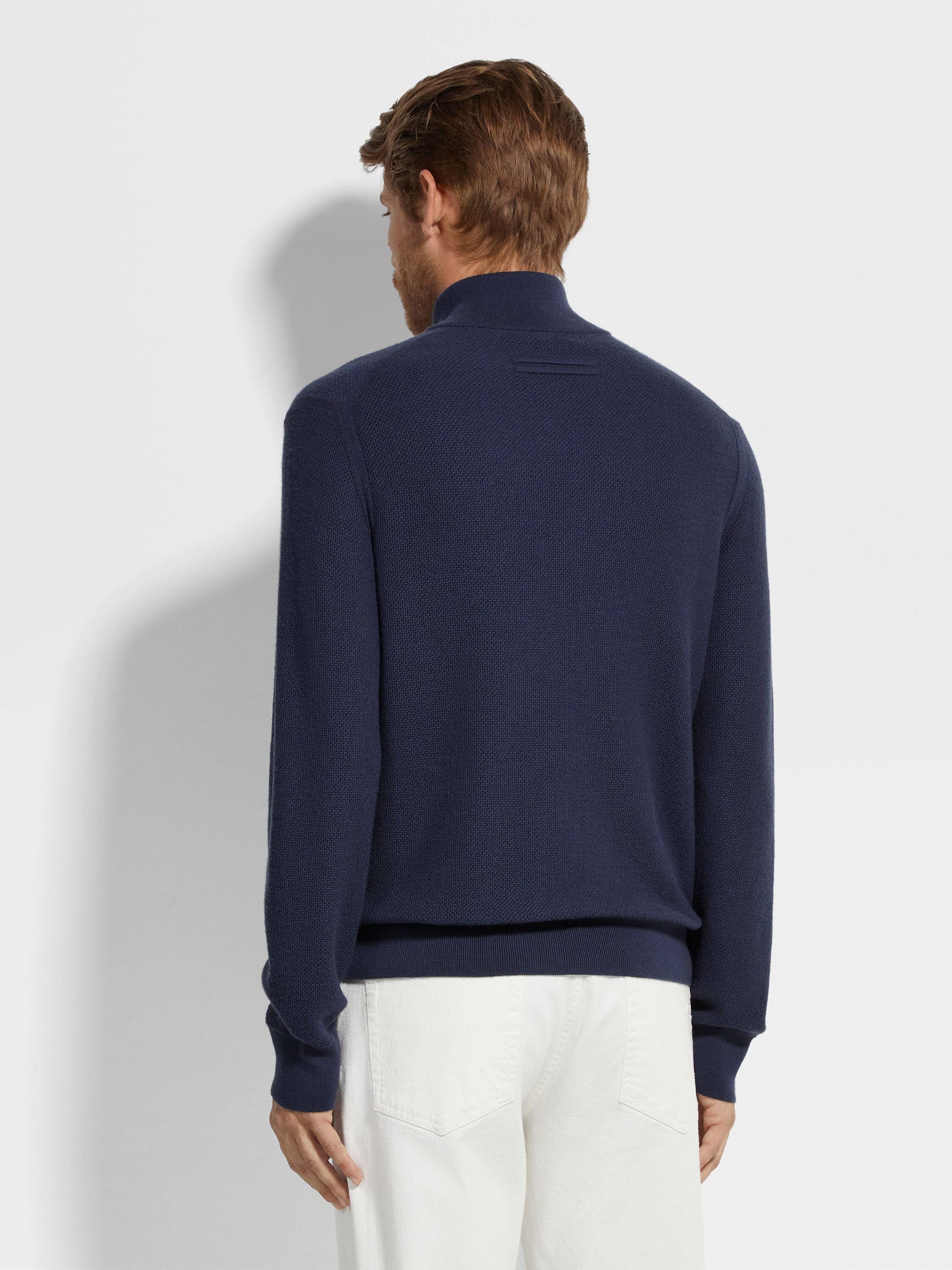 Ink Blue Oasi Cashmere Zip Mock Neck Product detail photo #4