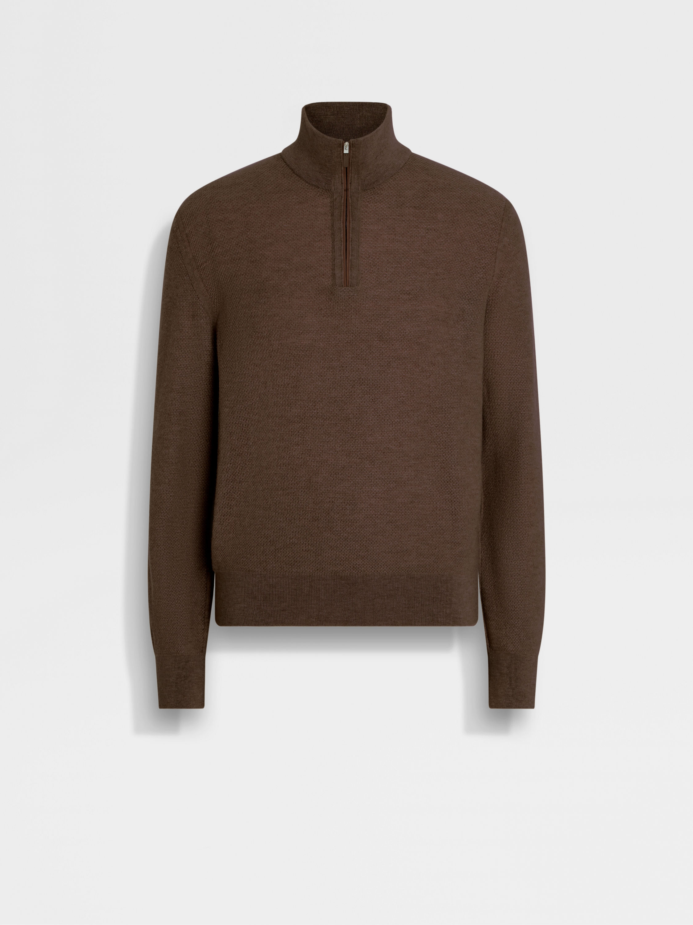 Brown Oasi Cashmere Zip Mock Neck Main product photo