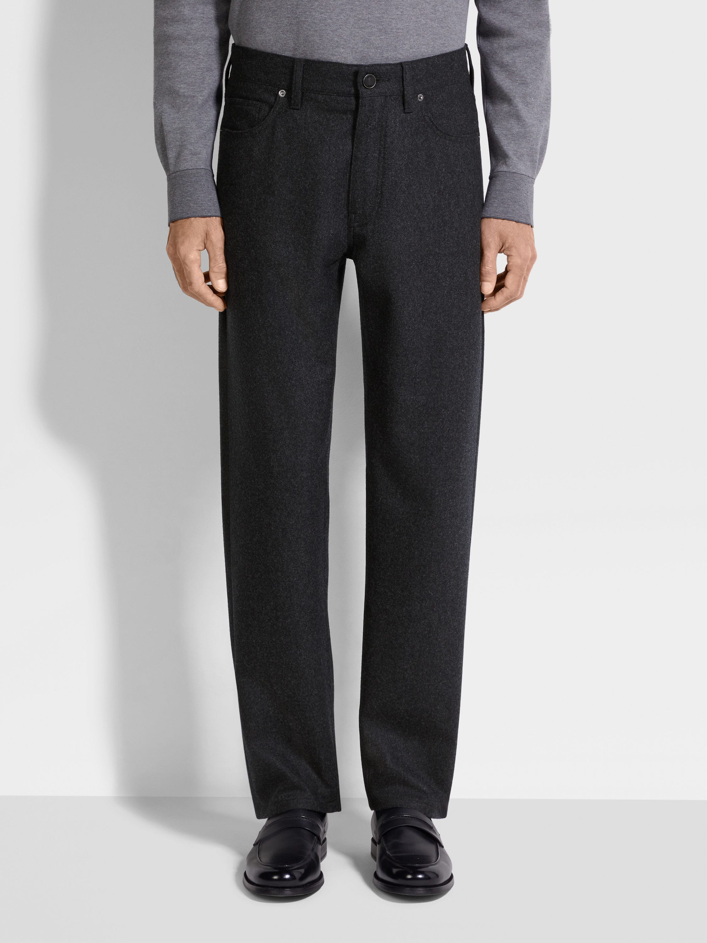 Pantaloni Roccia in Lana e Cashmere Grigio Scuro Foto #3 di dettaglio del prodotto