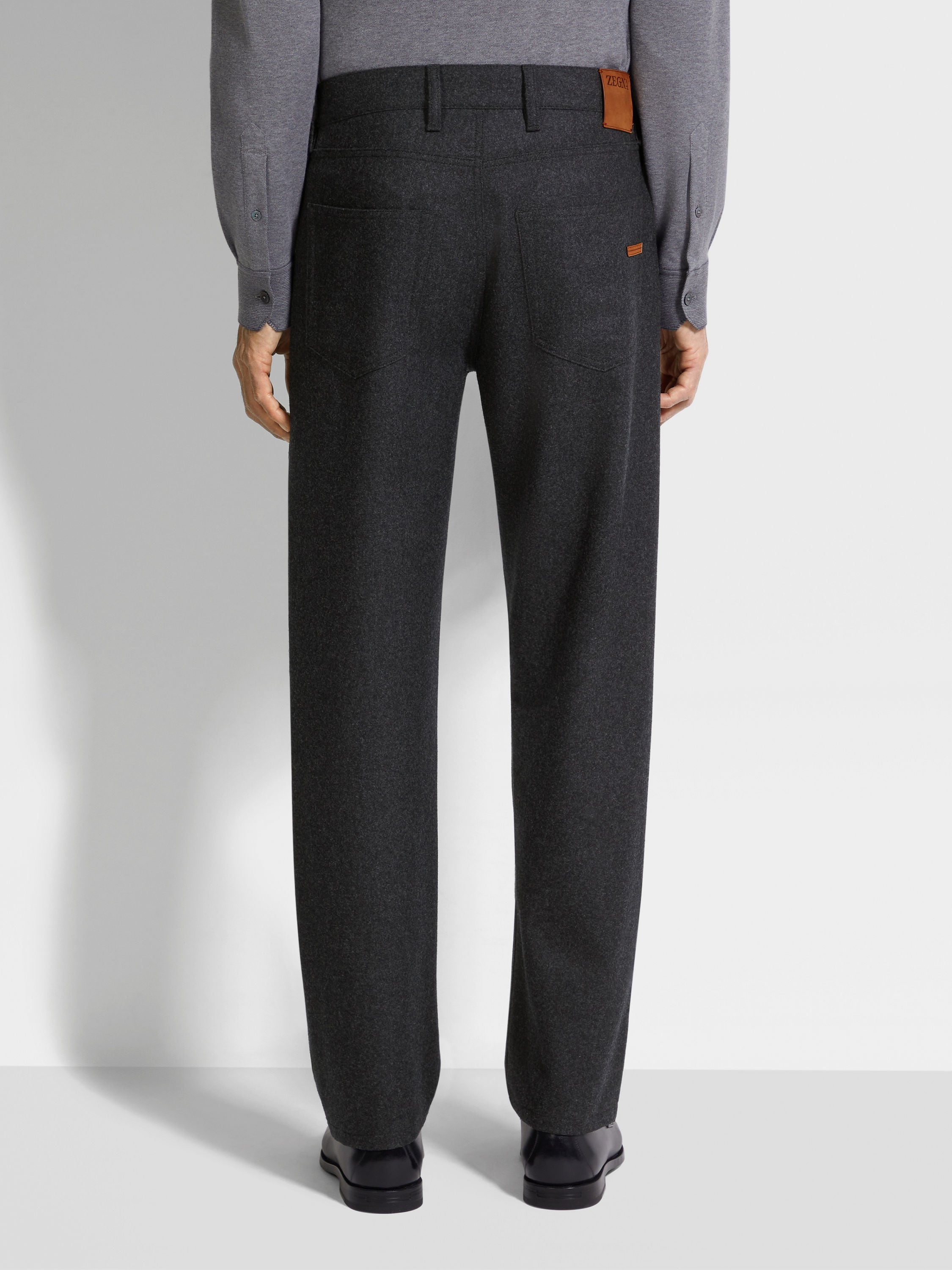 Pantaloni Roccia in Lana e Cashmere Grigio Scuro Foto #4 di dettaglio del prodotto