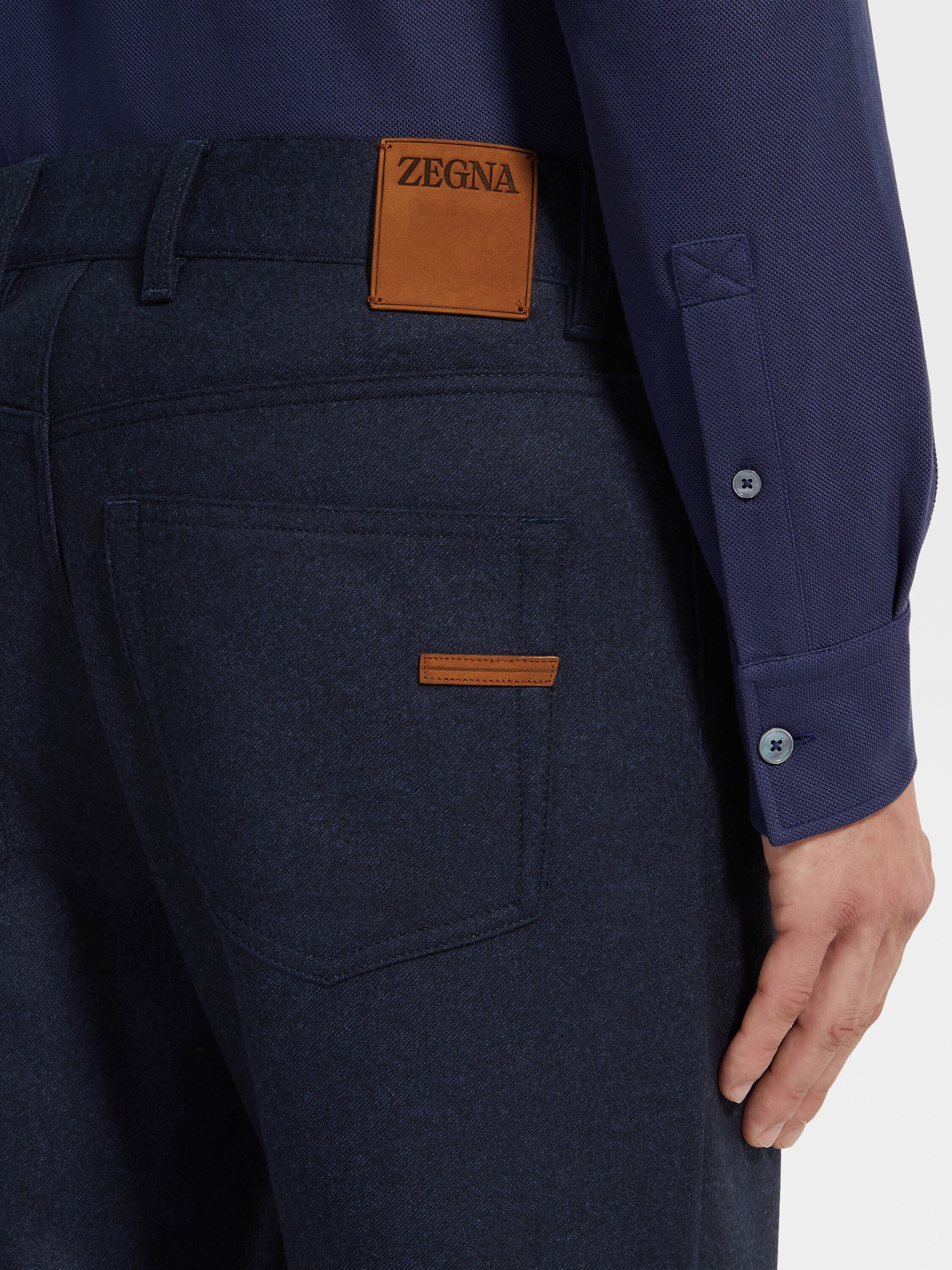 Dark Blue Wool and Cashmere Roccia Pants Product detail photo #1