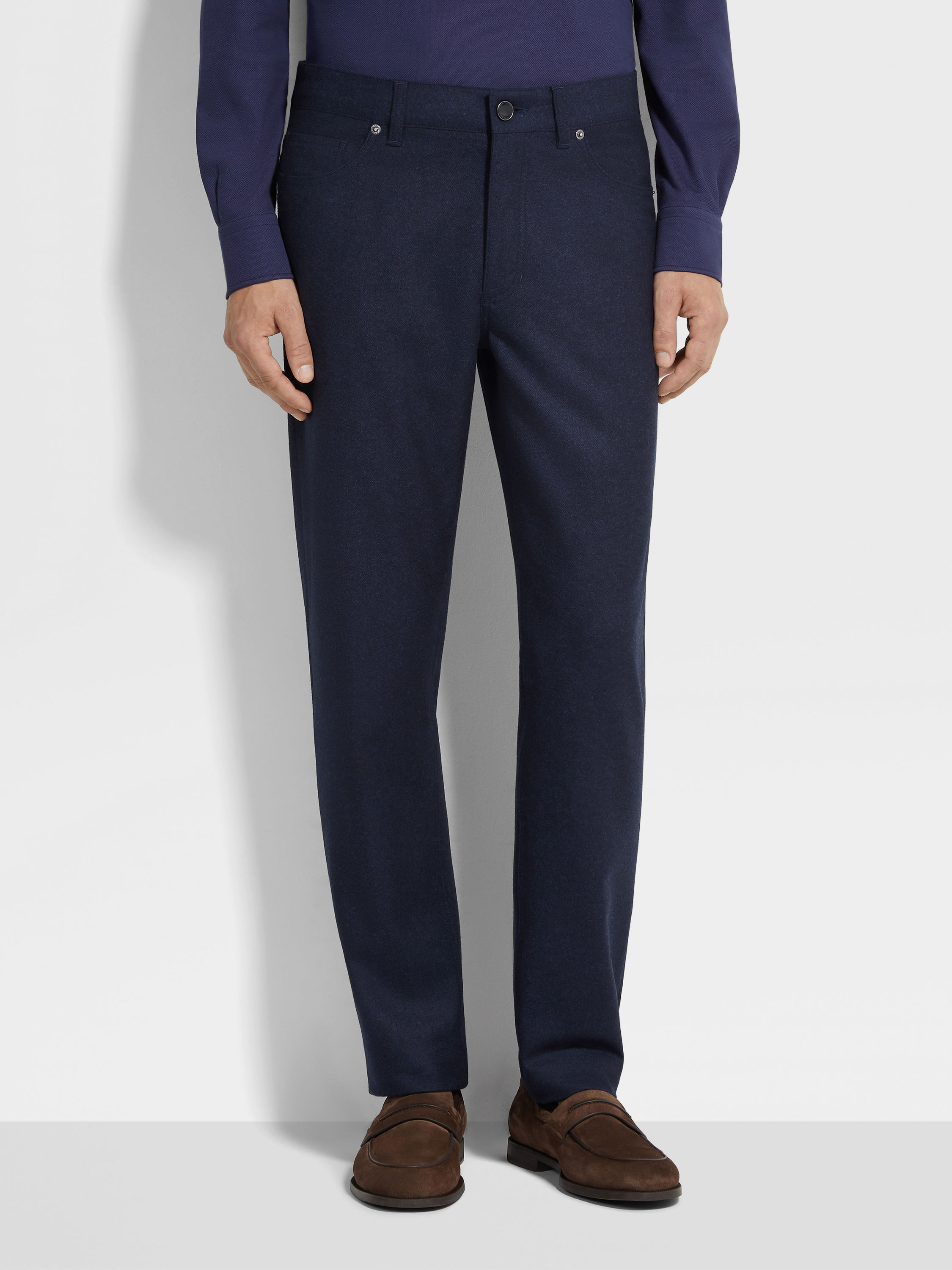 Dark Blue Wool and Cashmere Roccia Pants Product detail photo #3