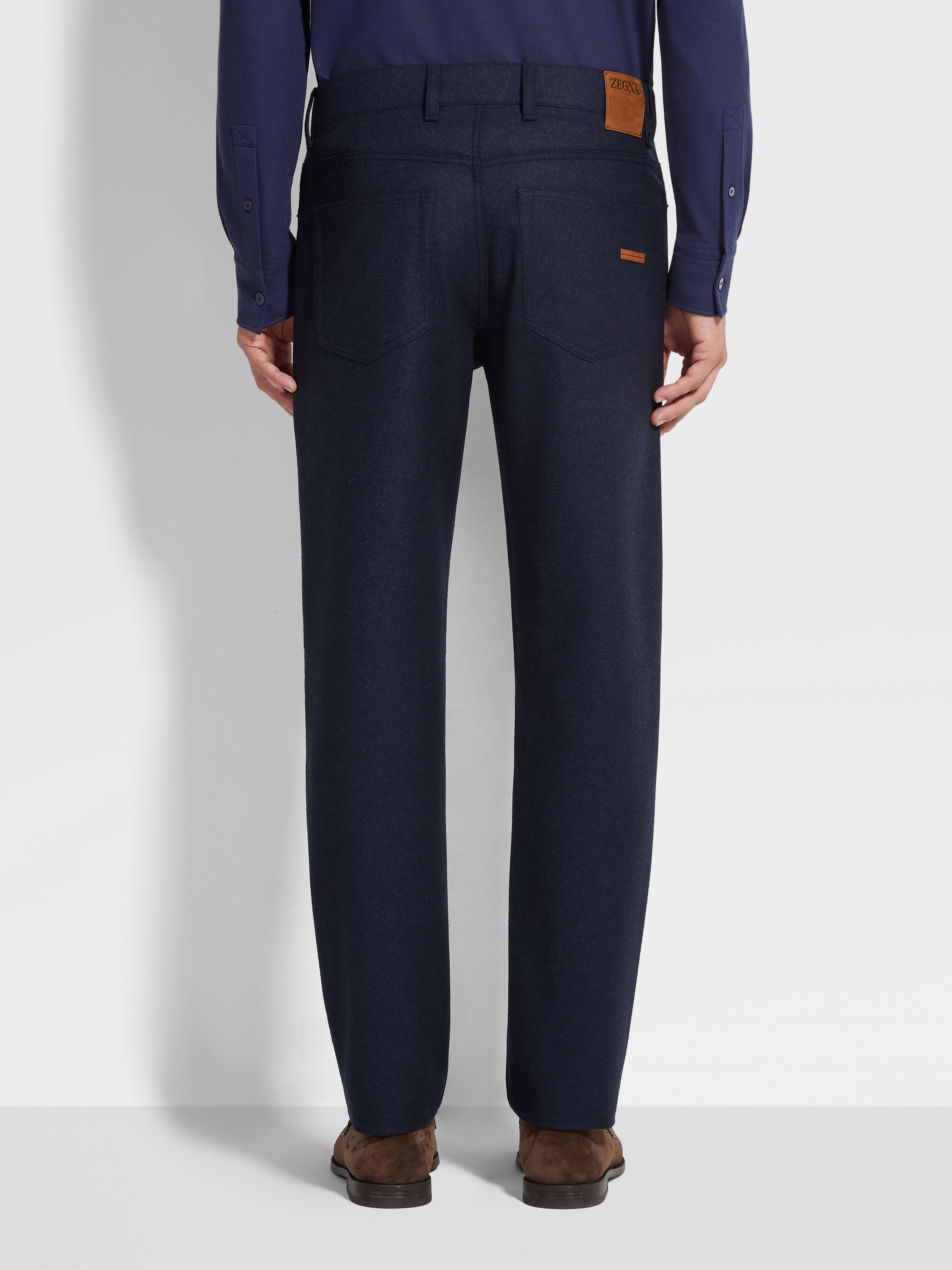 Dark Blue Wool and Cashmere Roccia Pants Product detail photo #4