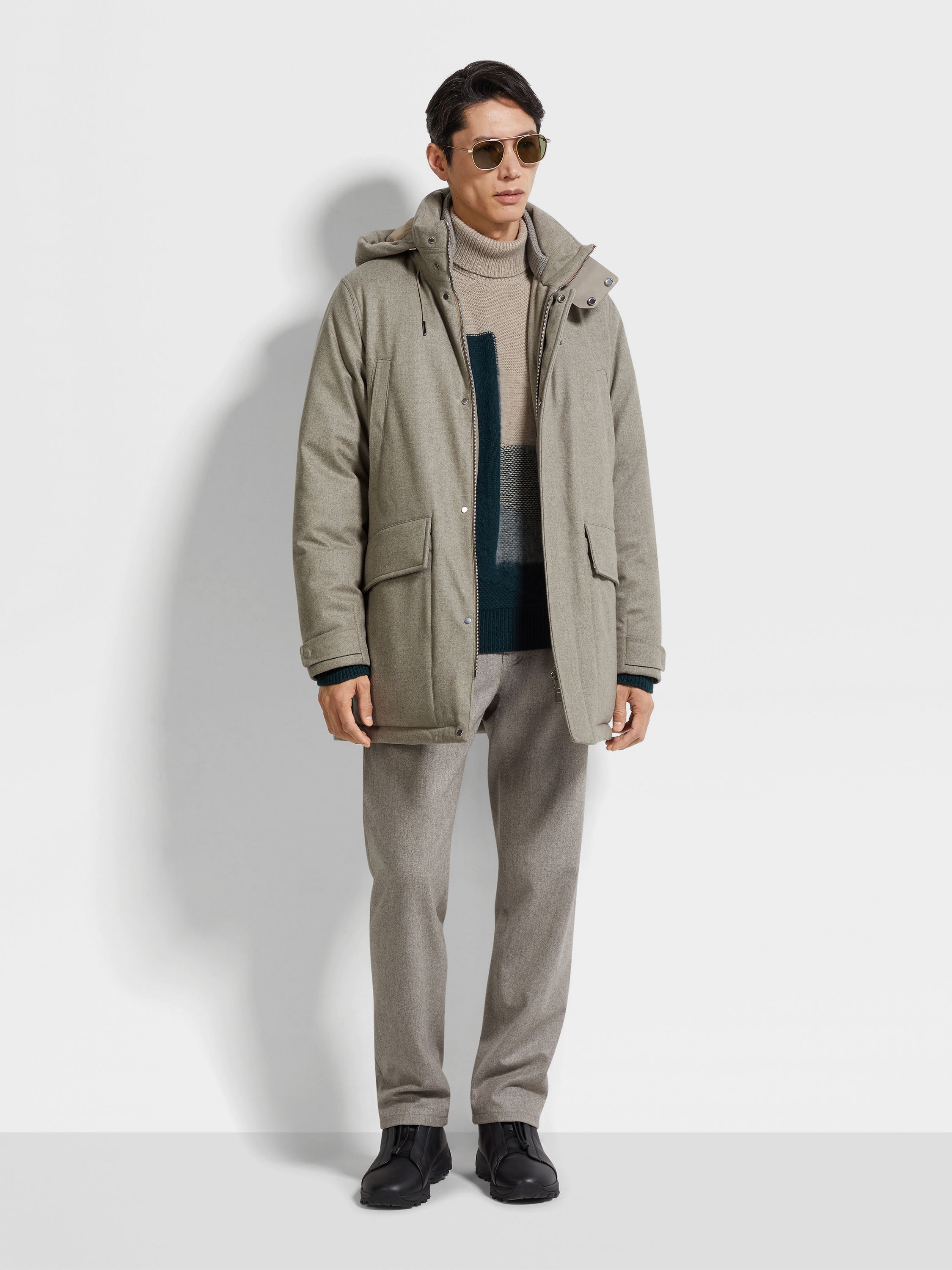 Light Taupe Wool and Cashmere Roccia Pants Product detail photo #2