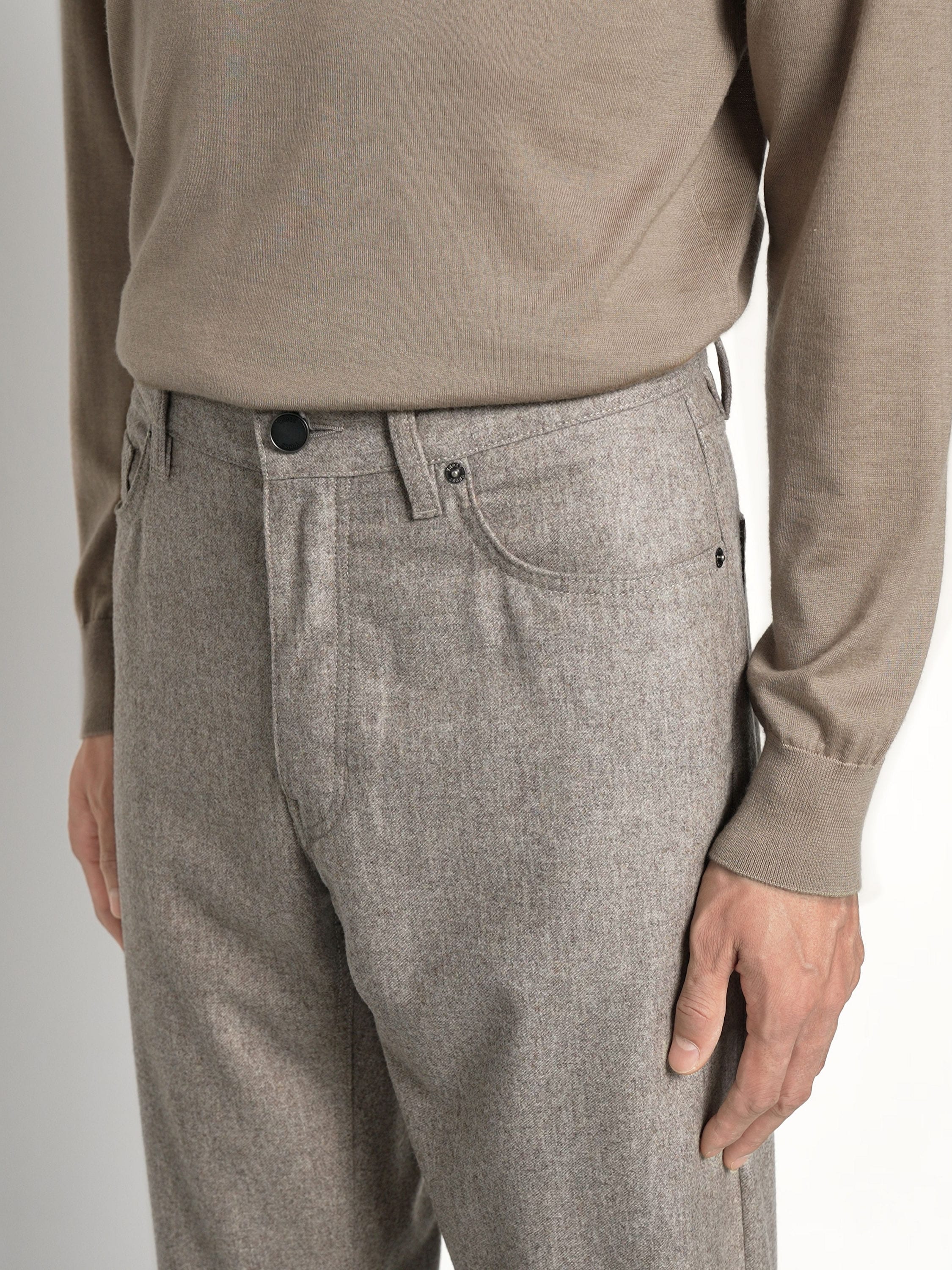 Light Taupe Wool and Cashmere Roccia Pants