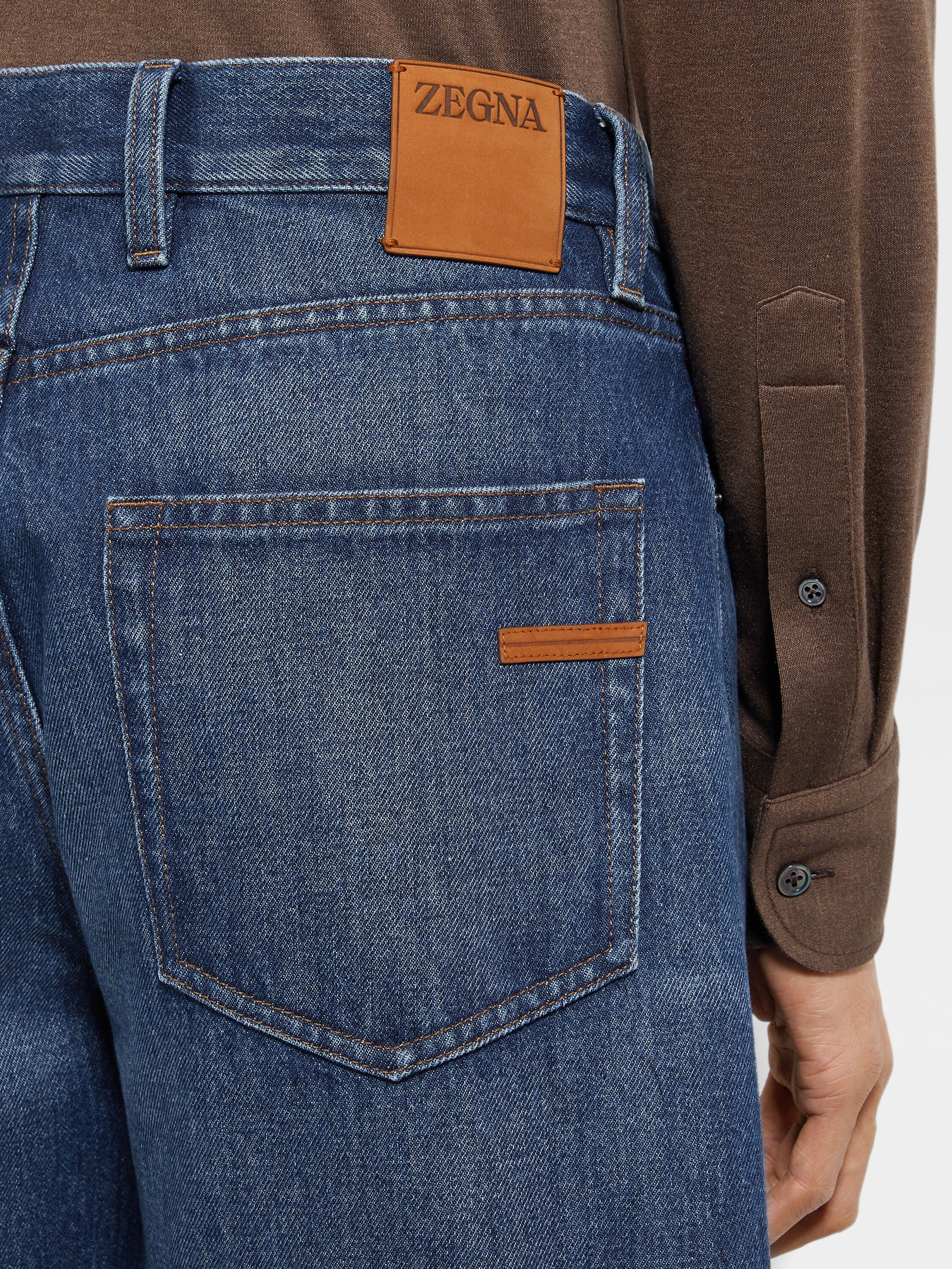 インクブルー ストーンウォッシュ コットンRocciaジーンズ/デニムパンツ 製品詳細写真 #1