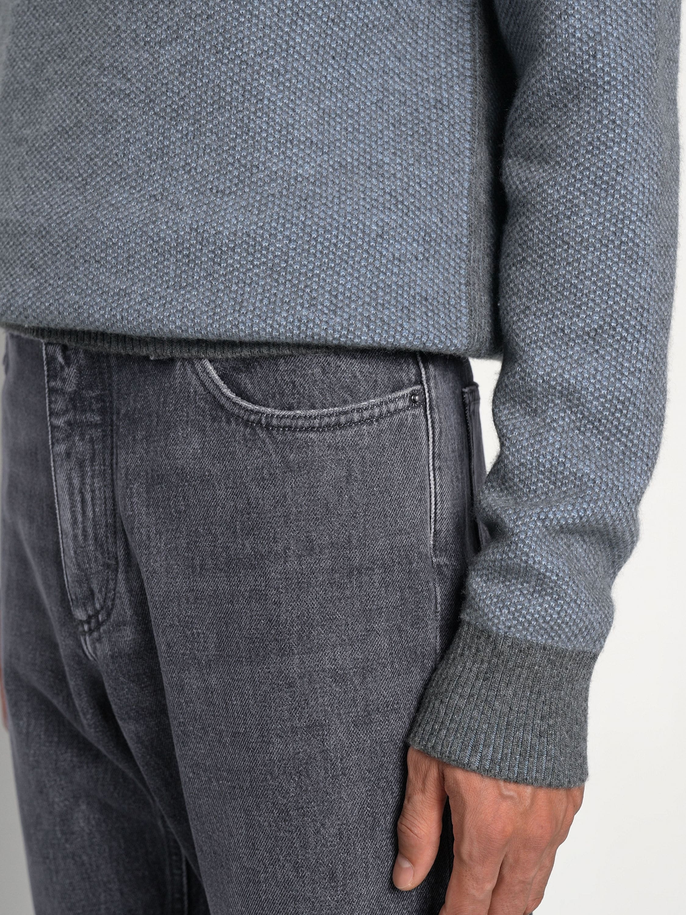 Dark Grey Stone Washed Cotton Roccia Jeans