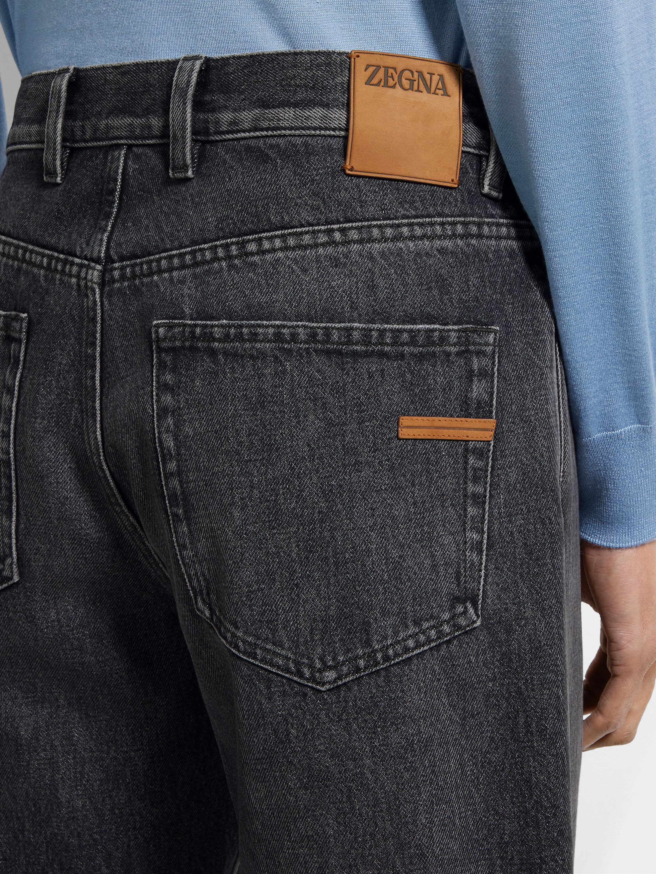 Dark Grey Stone Washed Cotton Roccia Pants Product detail photo #1