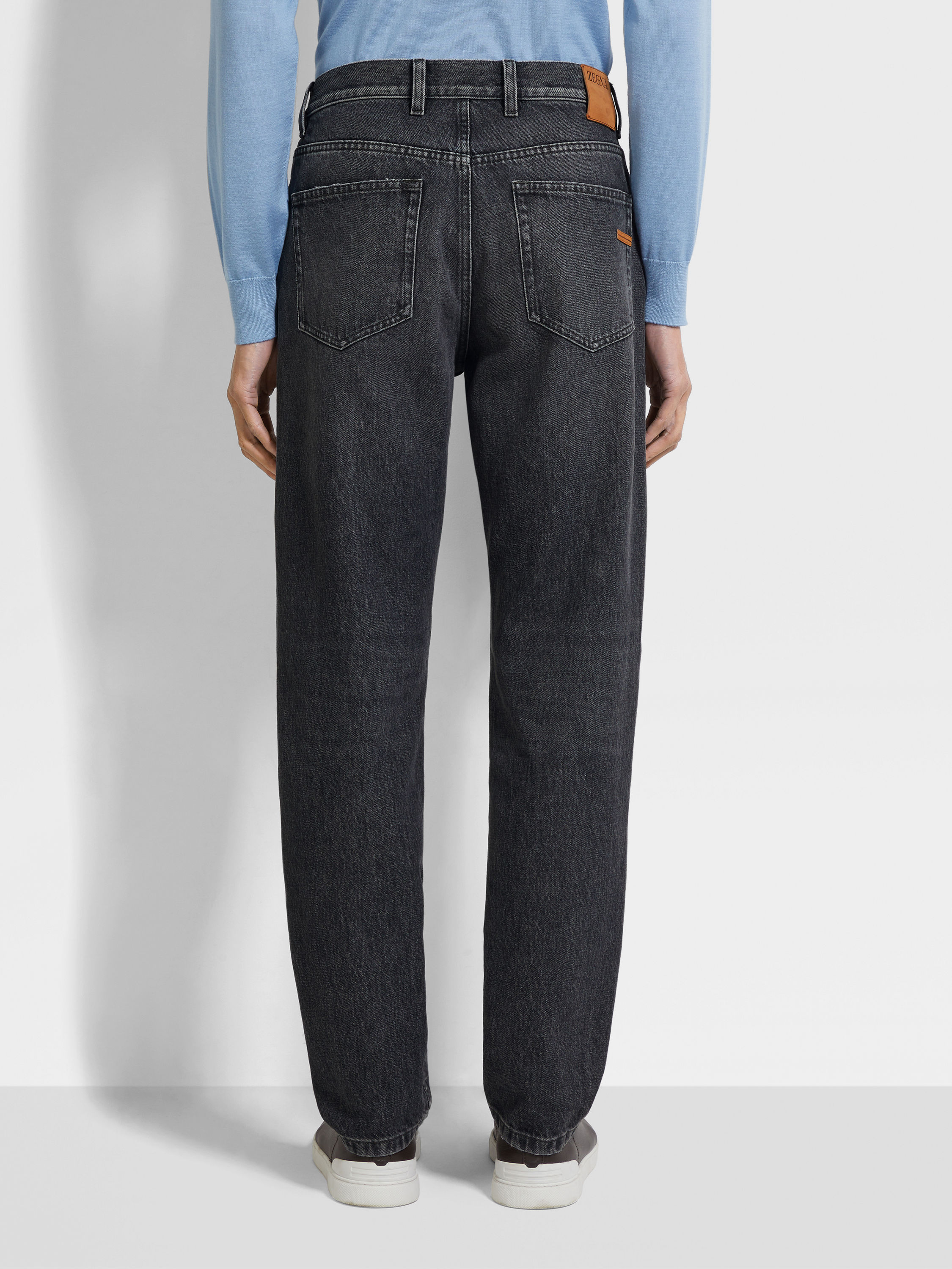 Dark Grey Stone Washed Cotton Roccia Pants Product detail photo #4