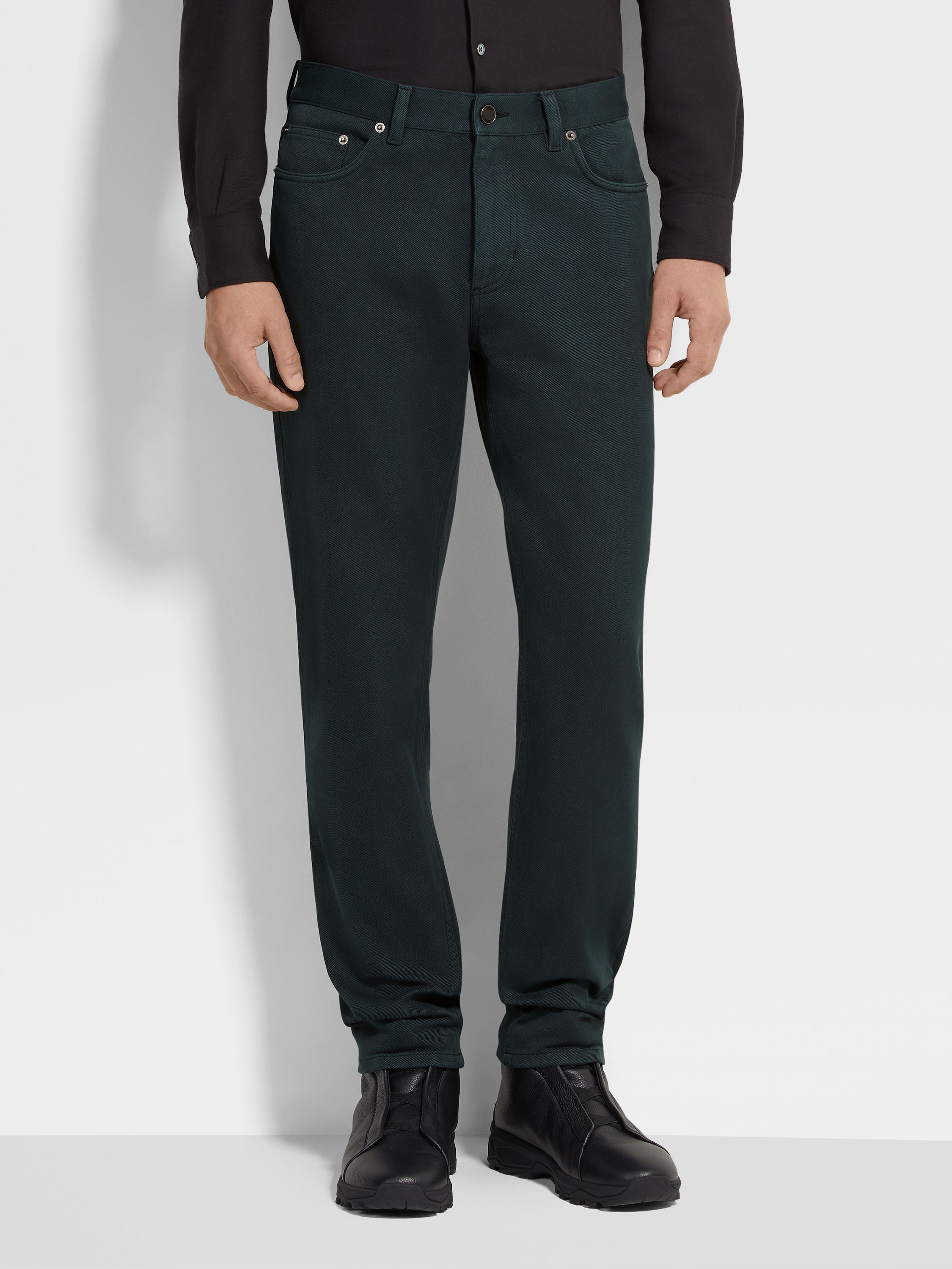 Dark Green Délavé Roccia Pants Product detail photo #4