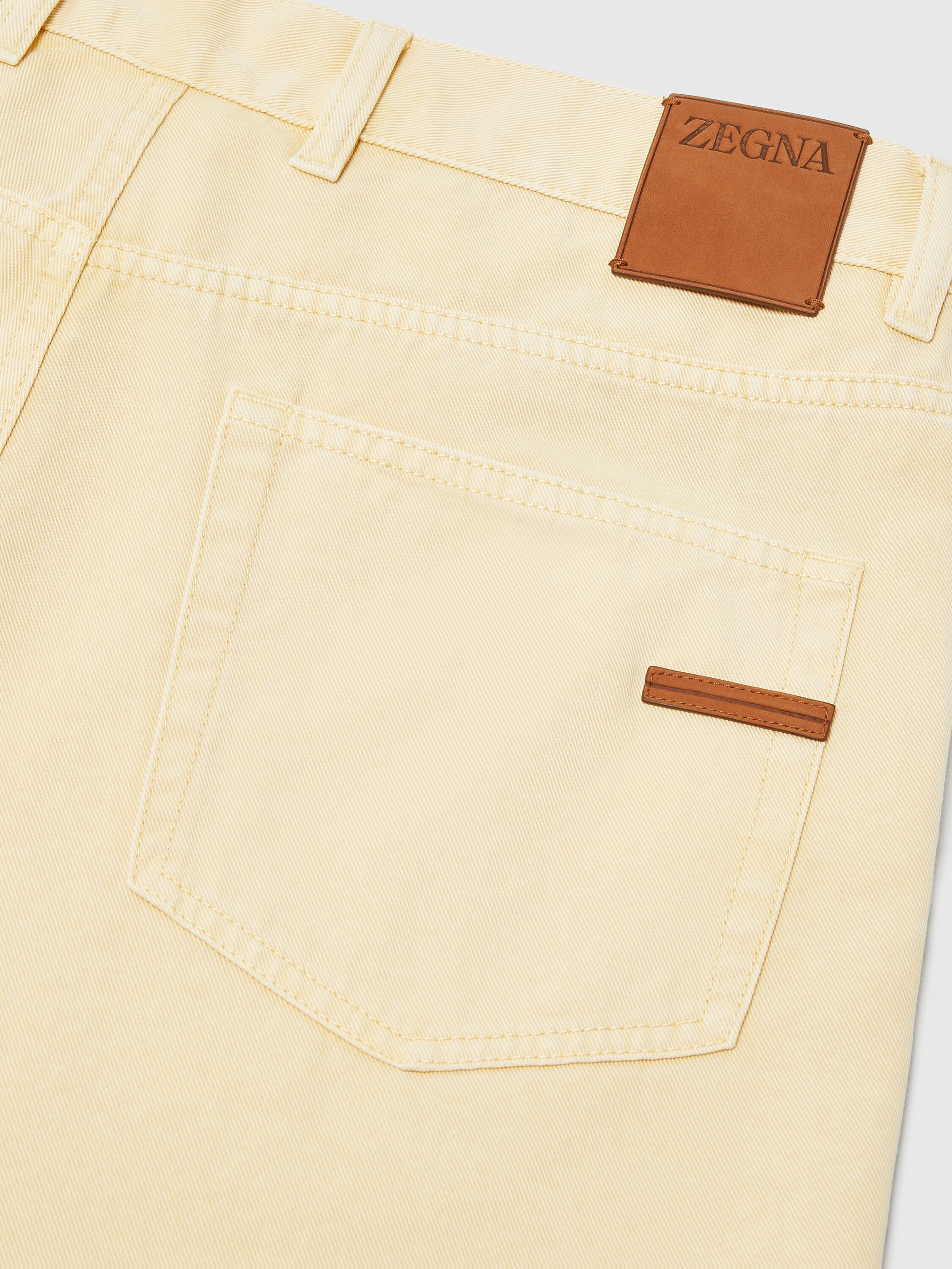 Pastel Yellow Cotton and Cashmere Roccia Pants Product detail photo #2