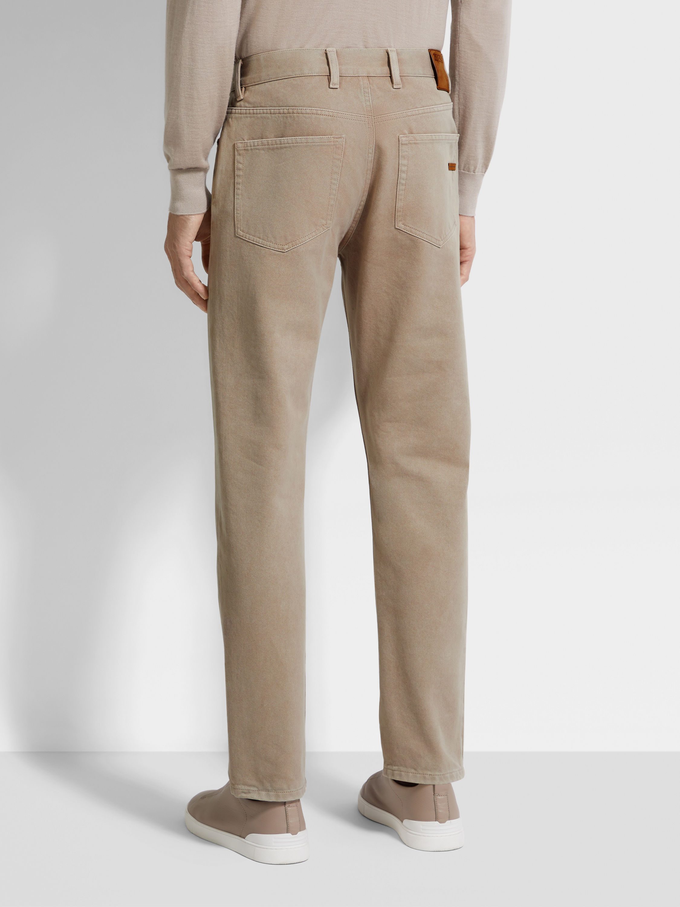 Light Taupe Cotton and Cashmere Roccia Pants Product detail photo #4