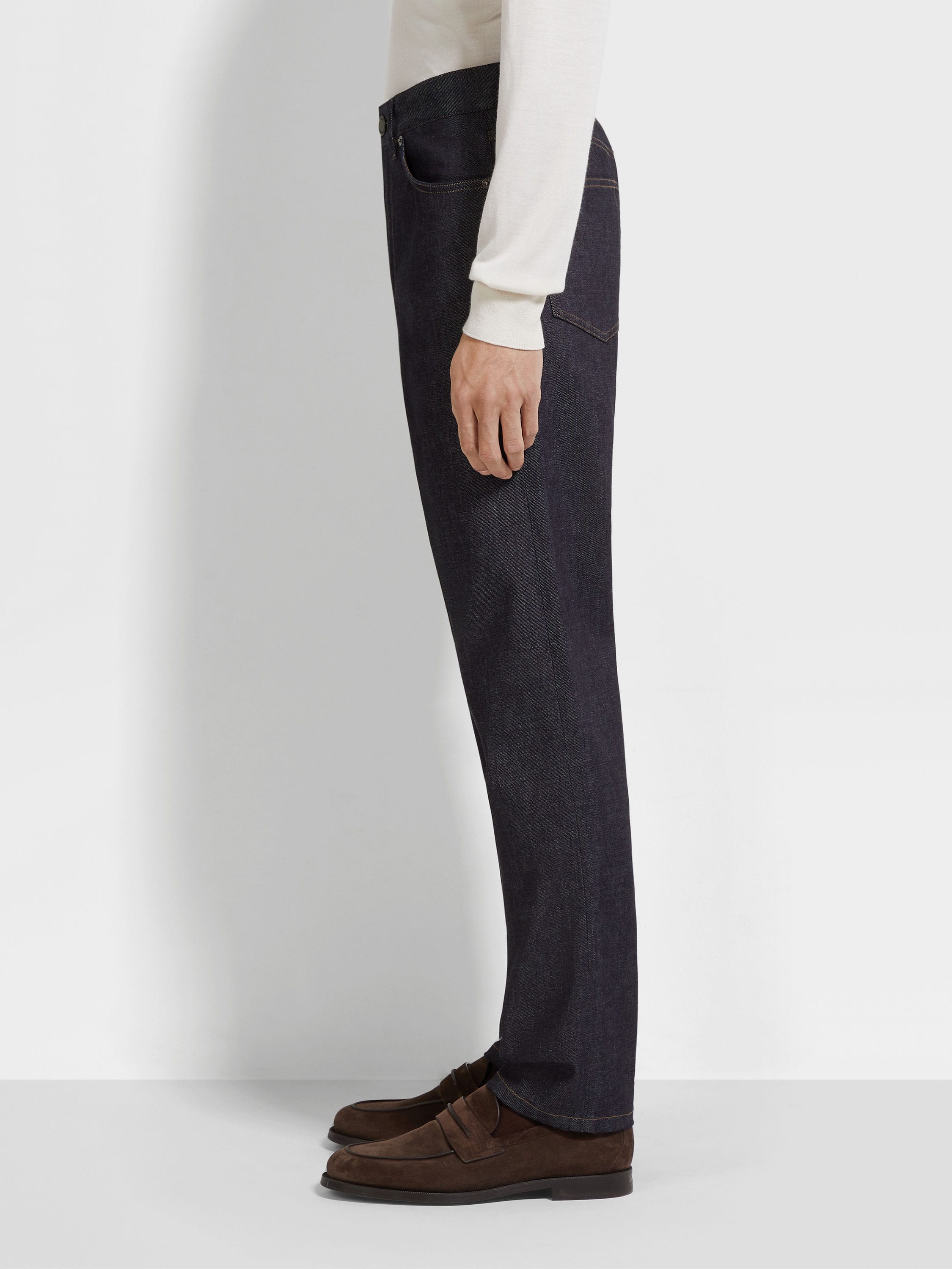 Blue Stretch Cotton and Cashmere Roccia Jeans Product detail photo #3