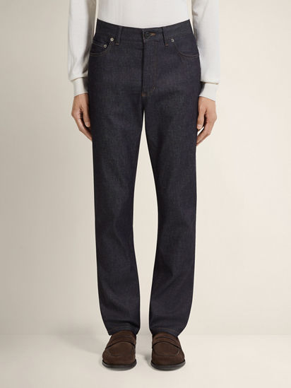 Blue Stretch Cotton and Cashmere Roccia Jeans FW26 35518006 | Zegna CA