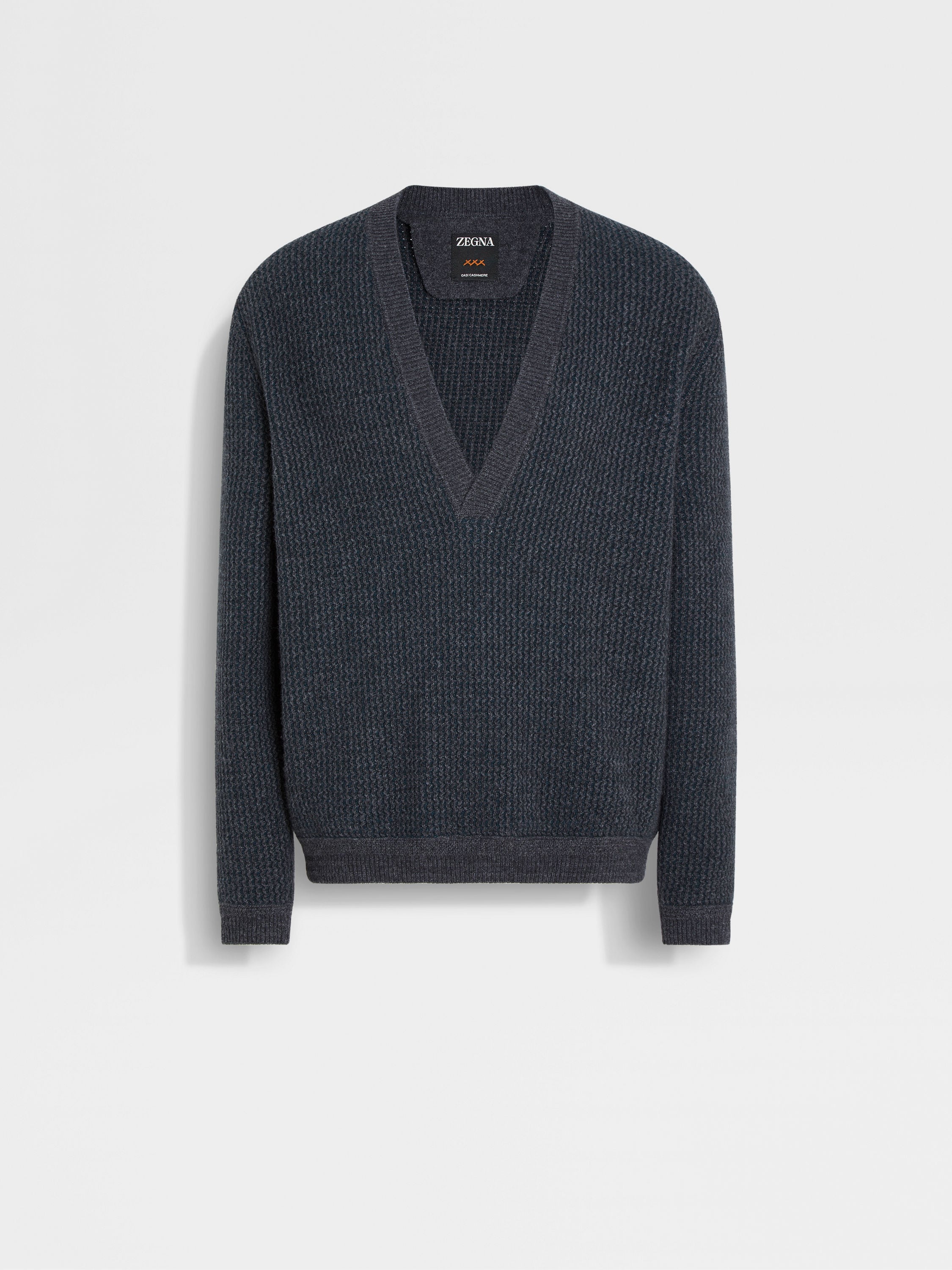 Grey and Dark Green Oasi Cashmere V-neck Main product photo
