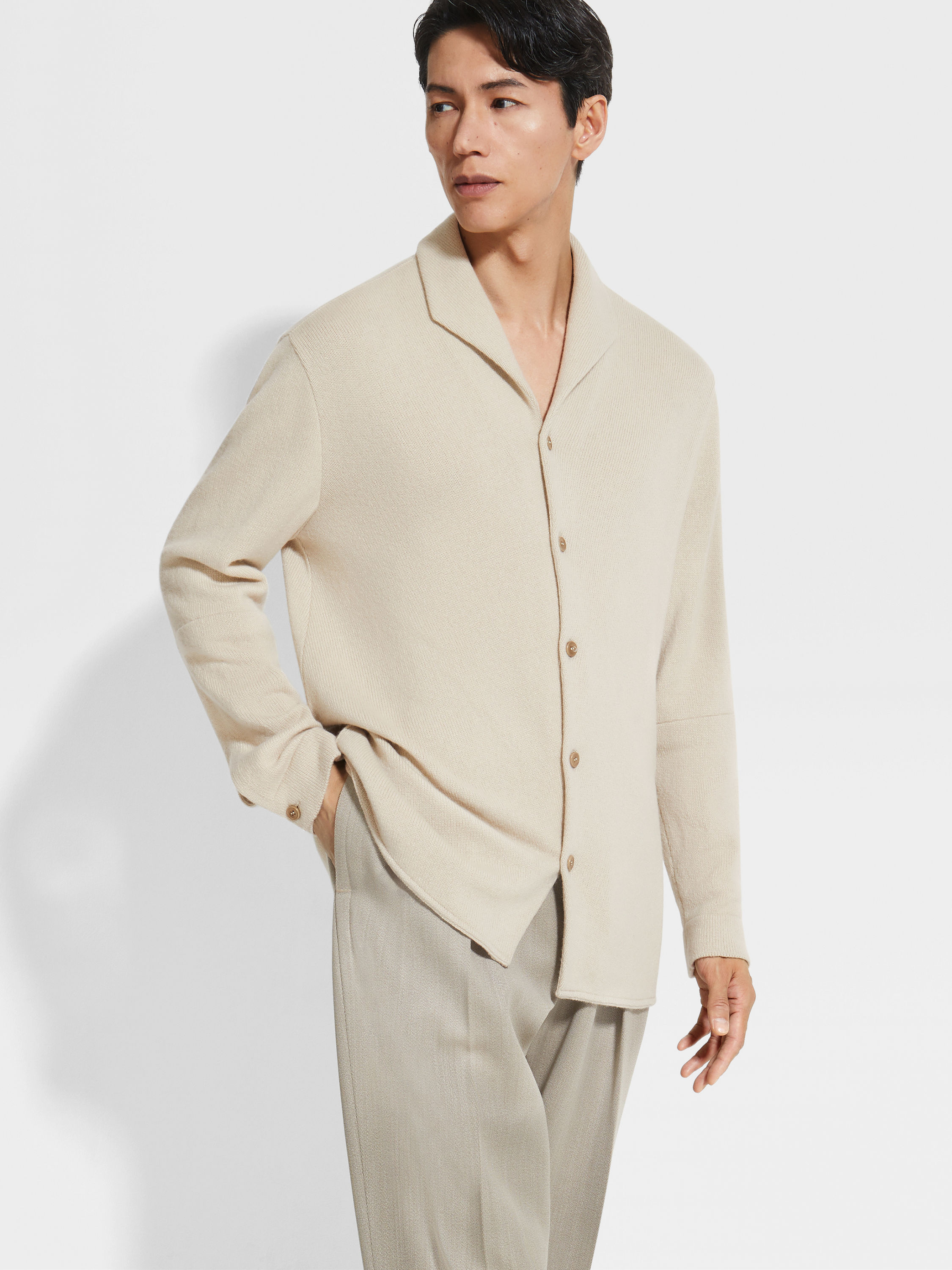 Light Beige Oasi Cashmere Shirt Product detail photo #2