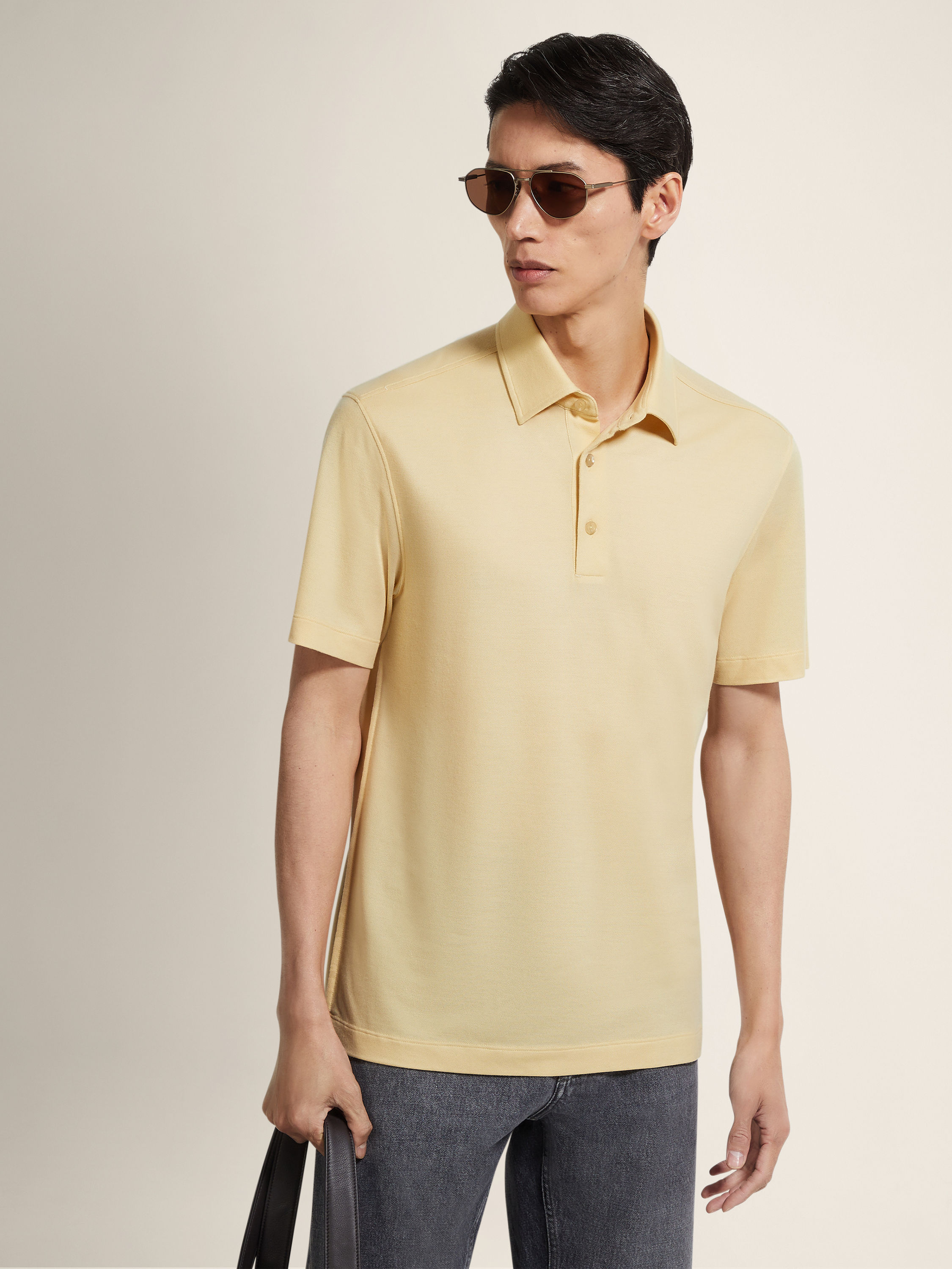 Pastel Yellow Vellus Aureum Polo Shirt Product detail photo #2