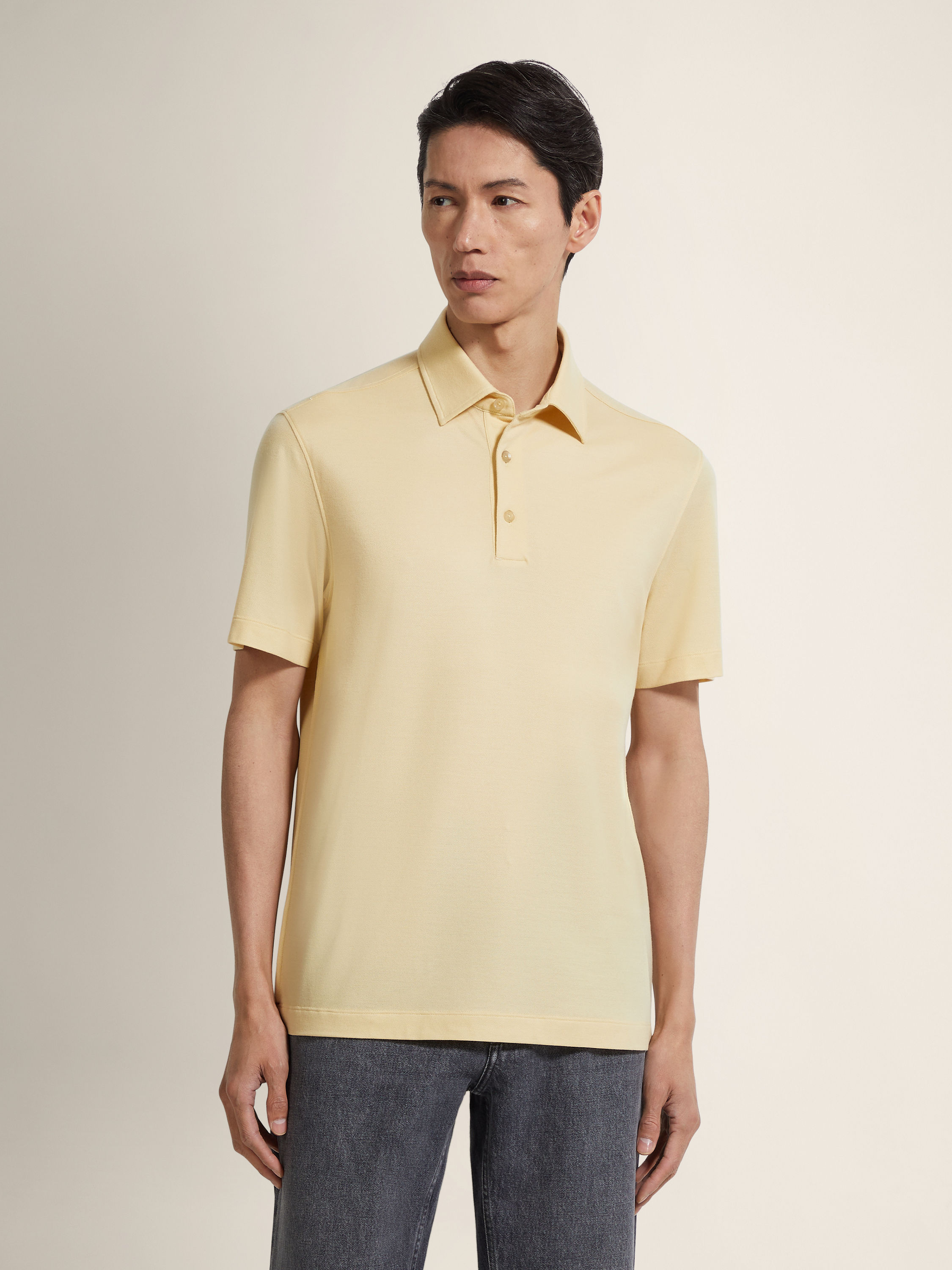 Pastel Yellow Vellus Aureum Polo Shirt Product detail photo #3