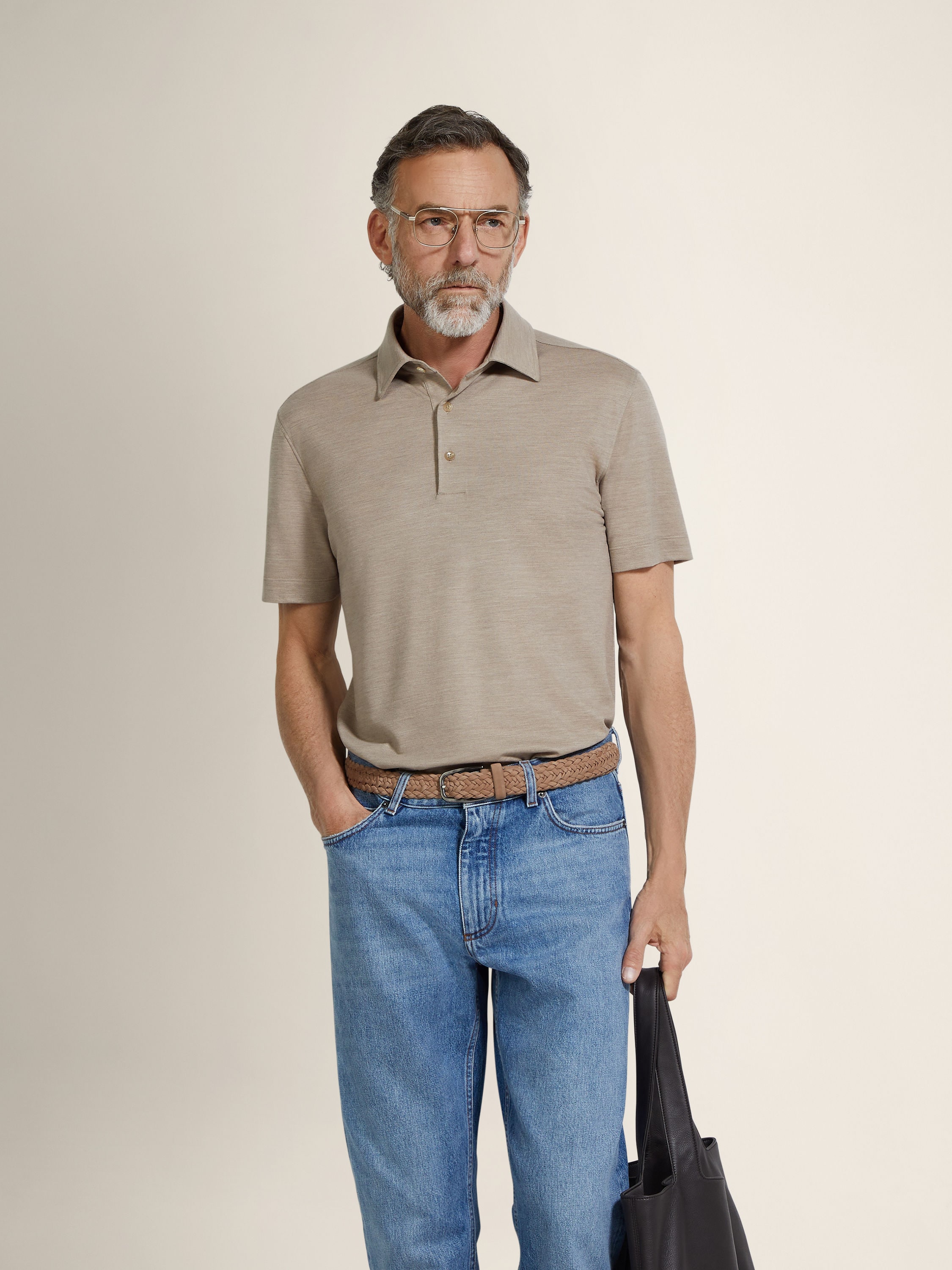 Light Taupe Vellus Aureum Polo Shirt Product detail photo #2