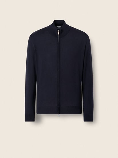 Navy Blue 15milmil15 Wool Full Zip Cardigan SS26 37606587 | Zegna US
