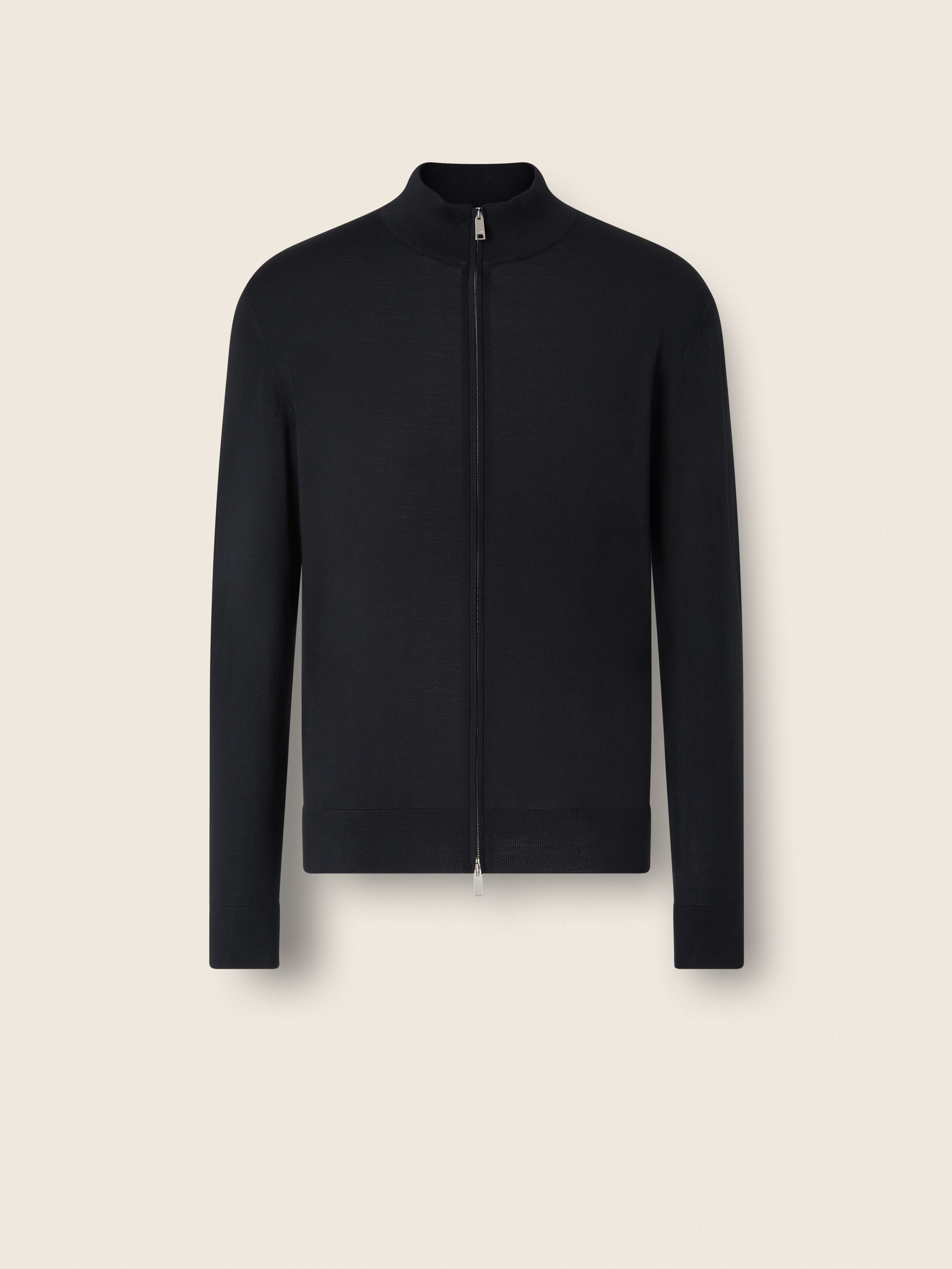 Black Wool Full Zip Cardigan Product detail photo #1