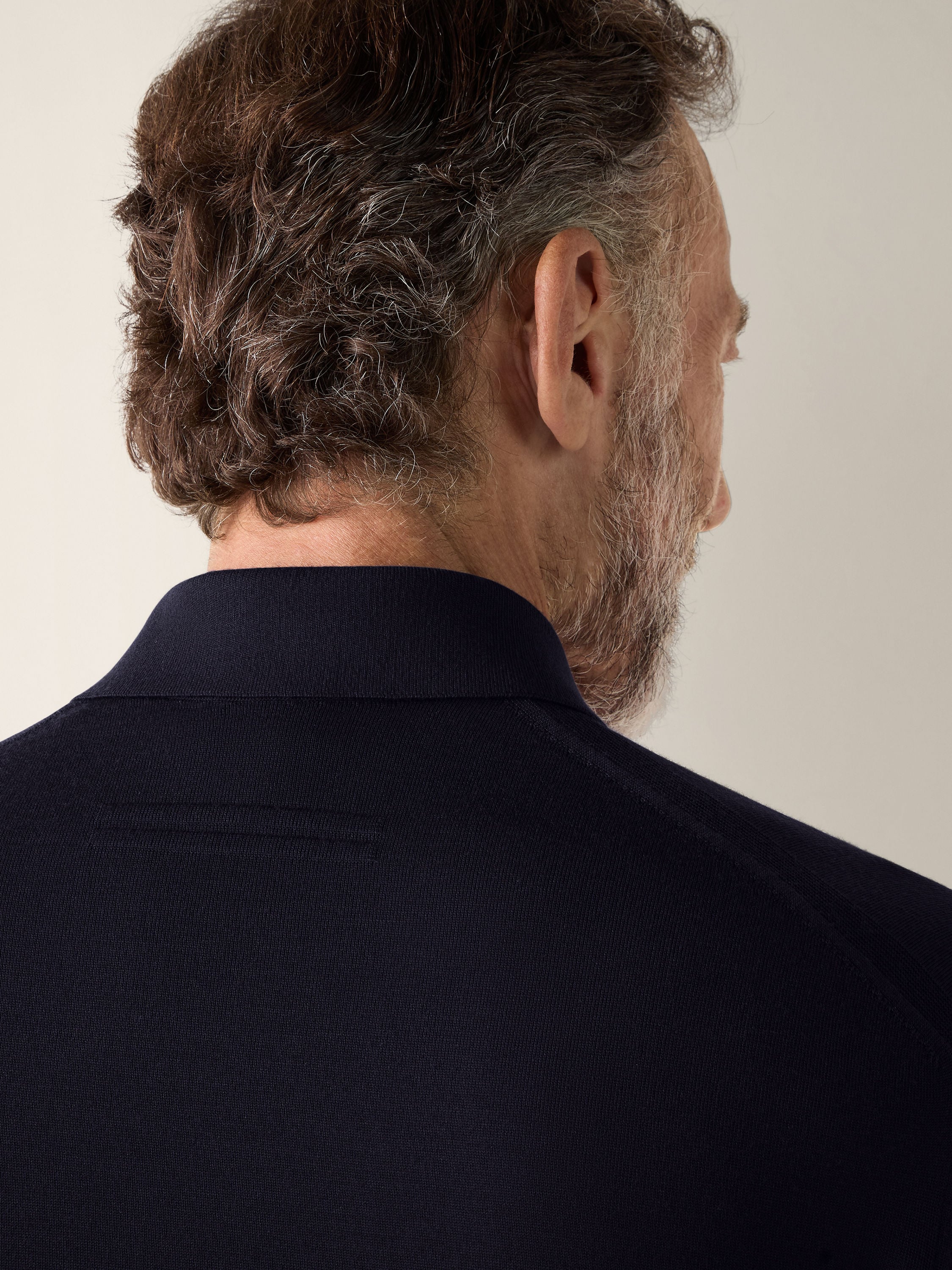 Navy Blue Wool Polo Shirt Product detail photo #1