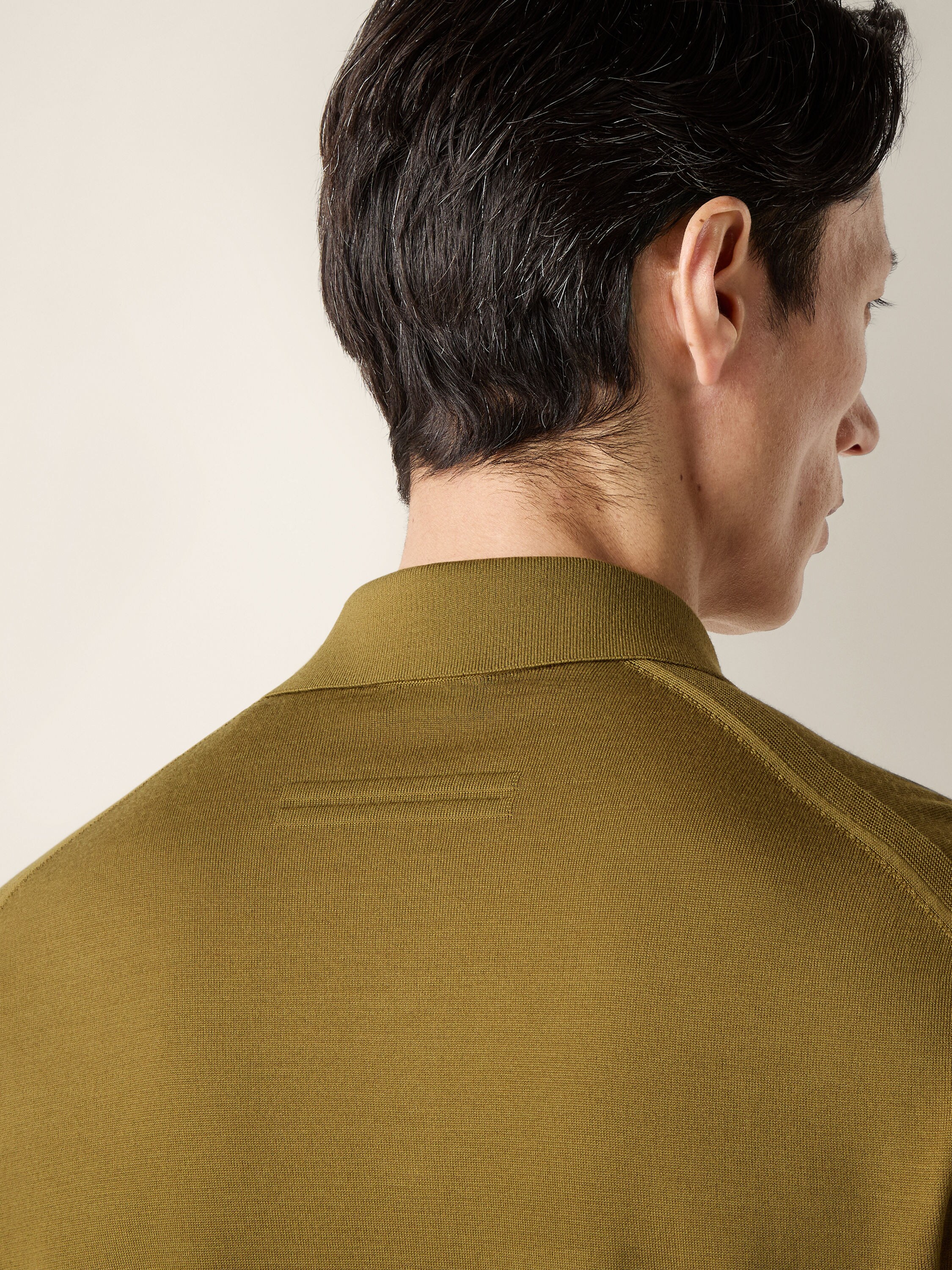 Olive Green Wool Polo Shirt Product detail photo #1