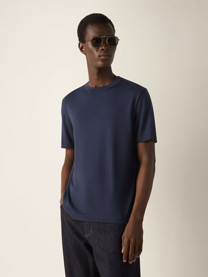 Dark Indigo Blue Wool T-shirt SS26 37250423 | Zegna US
