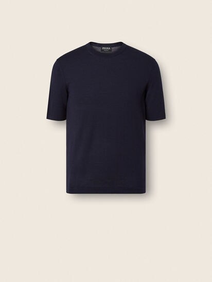 Navy Blue Wool T-shirt SS26 37583959 | Zegna HK