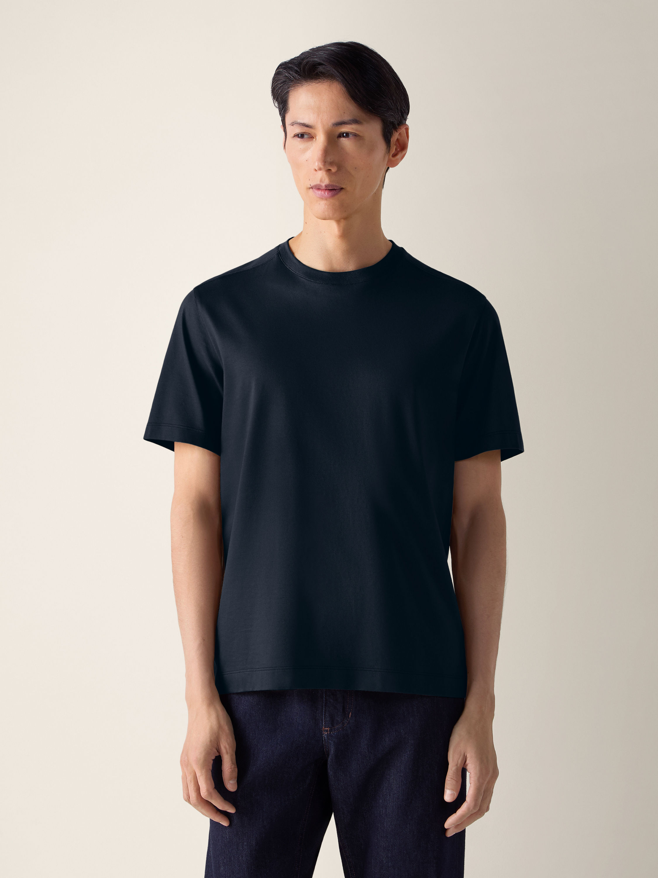 ネイビーブルー コットンTシャツ 製品詳細写真 #2