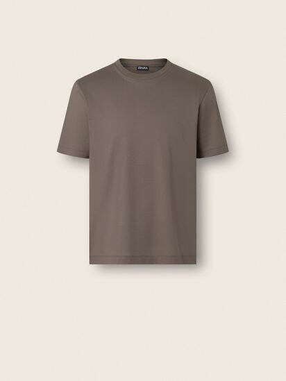 ZEGNA　プレミアムコットンTシャツ S相当 ダークトープ コットン Tシャツ SS26 37150238 | Zegna JP