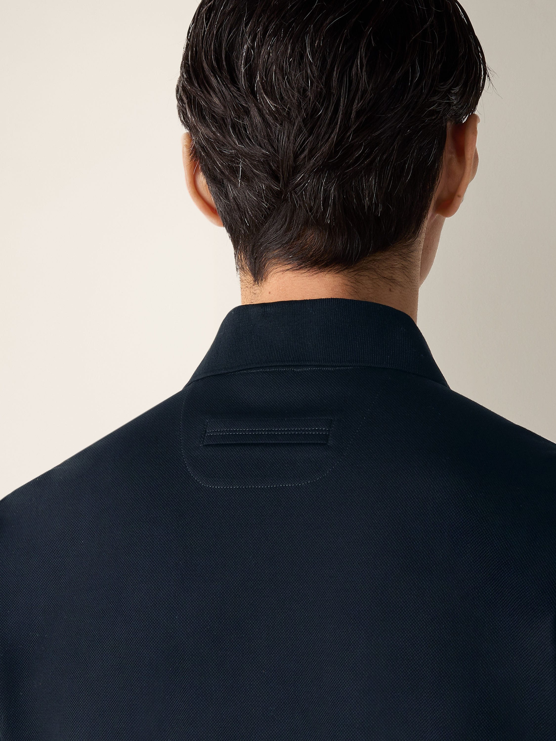Navy Blue Cotton Piquet Polo Shirt Product detail photo #1