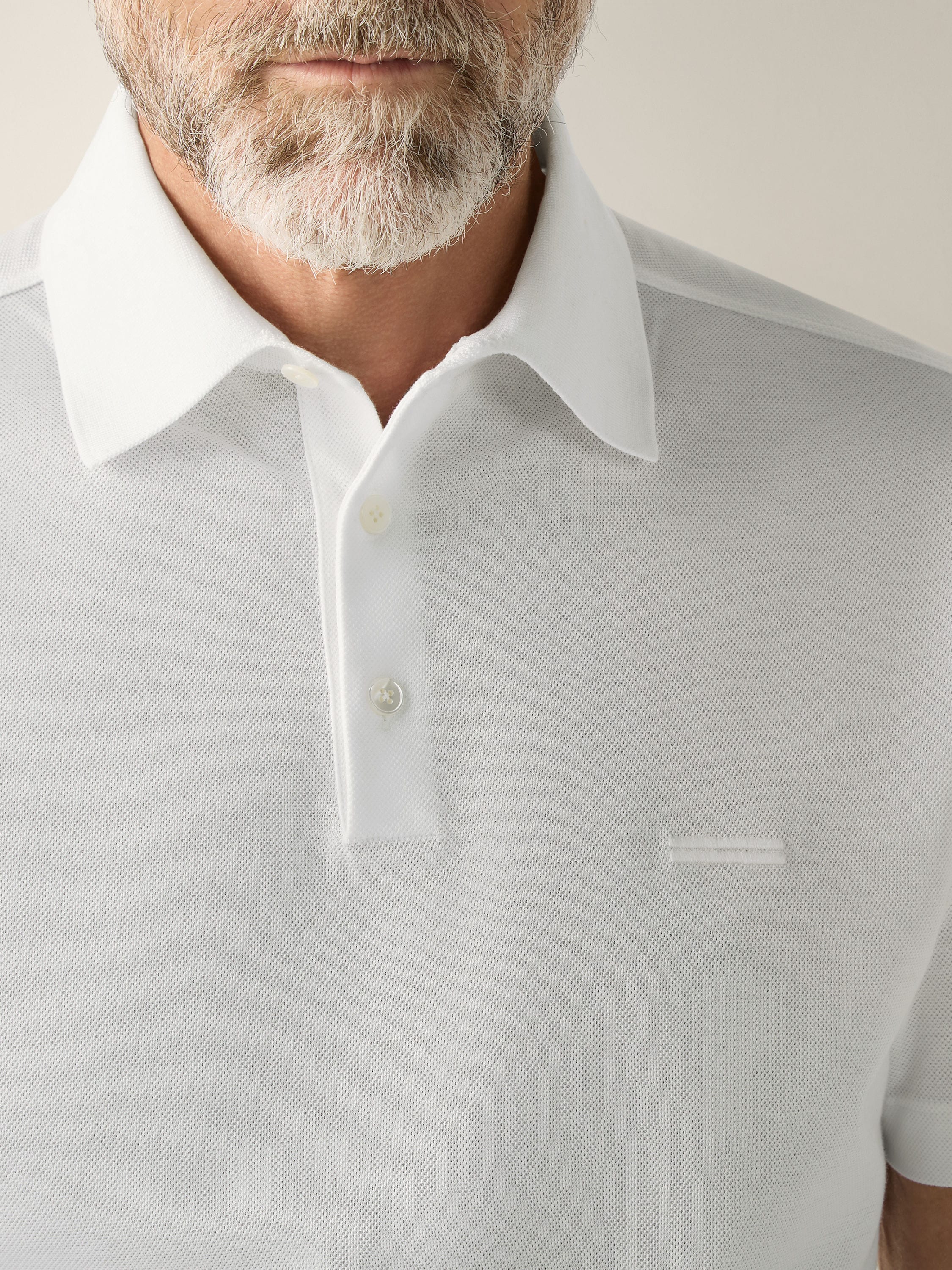 Optical White Cotton Piquet Polo Shirt Product detail photo #1